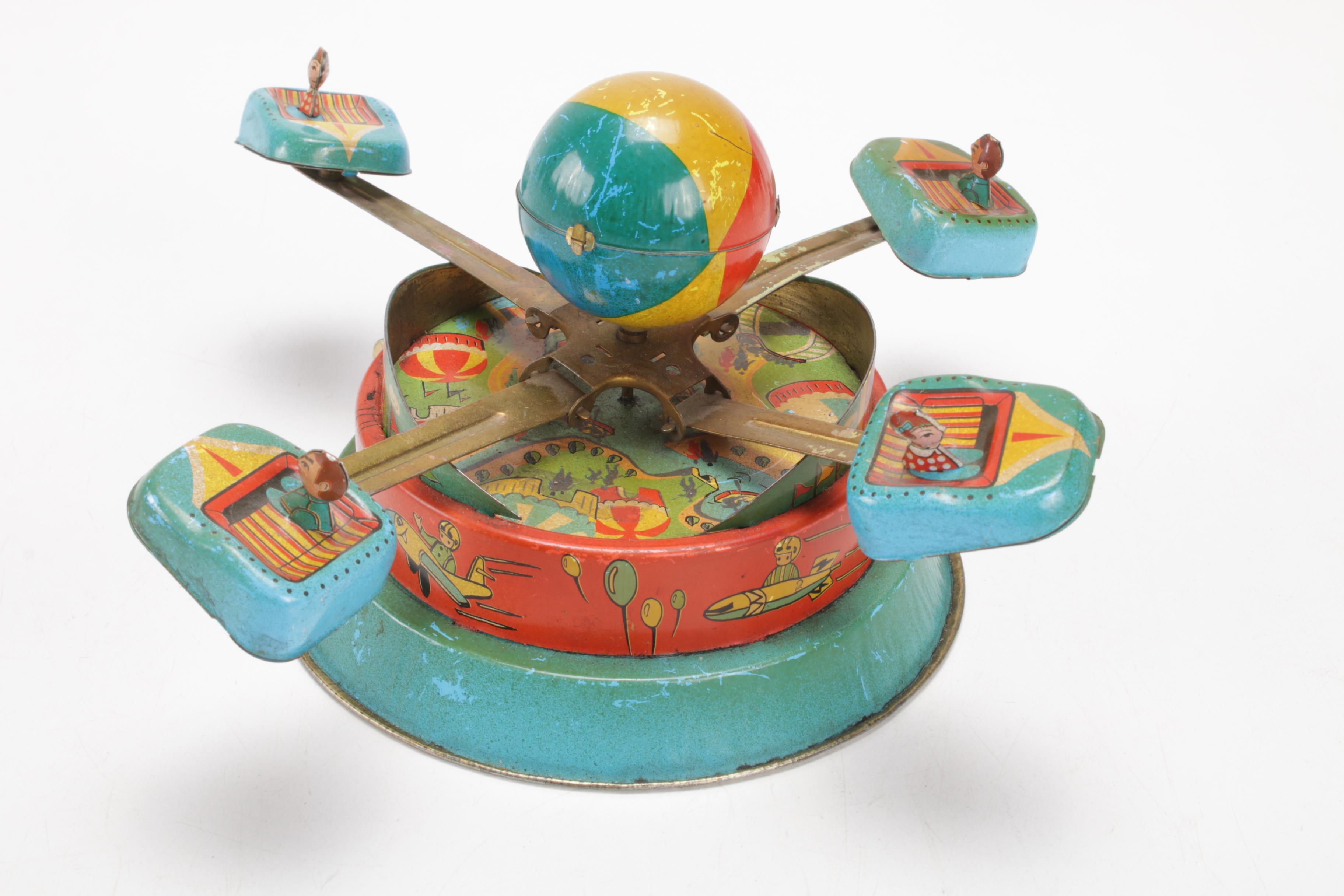 Tin Litho Amusement Park Carnival Ride Wind-Up Toy, 1950s