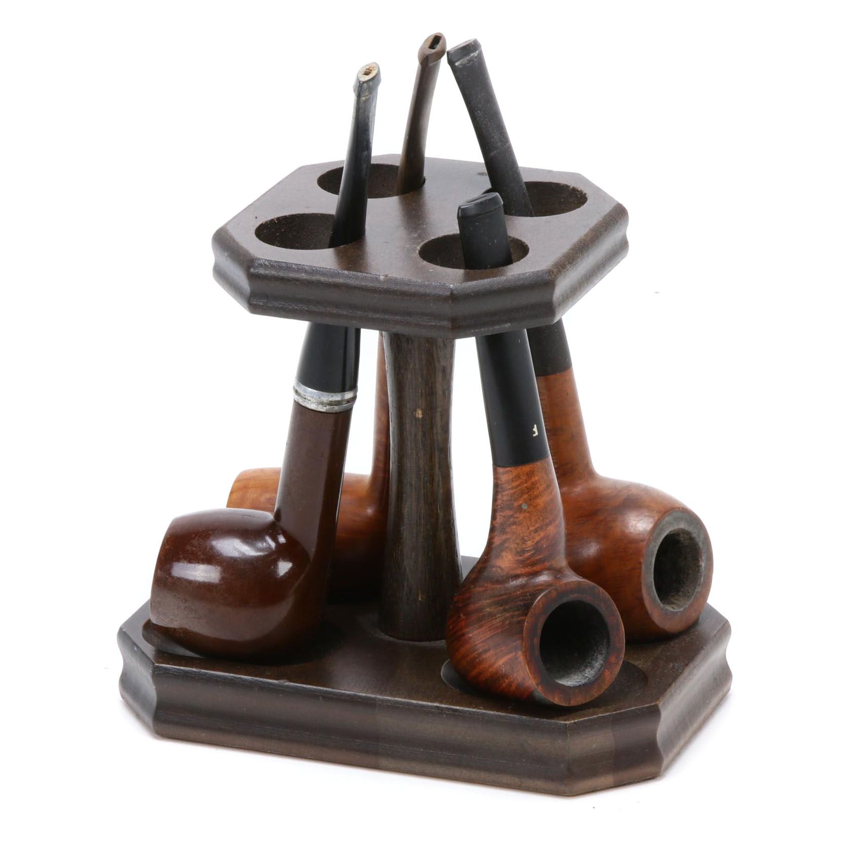 Royal Ascot, Frank and Other Wood Tobacco Pipes with Stand