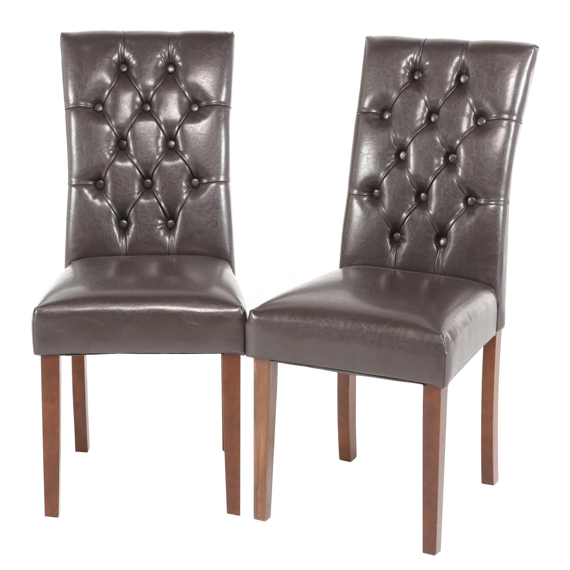 McLeland Design "Greenwich" Button-Tufted Bonded Leather Side Chairs