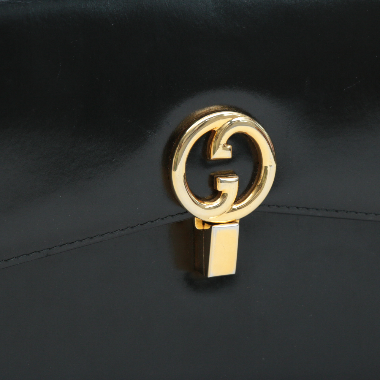 Gucci Black Leather Flap Front Shoulder Bag, Vintage