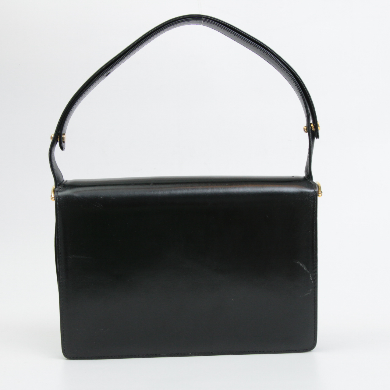 Gucci Black Leather Flap Front Shoulder Bag, Vintage