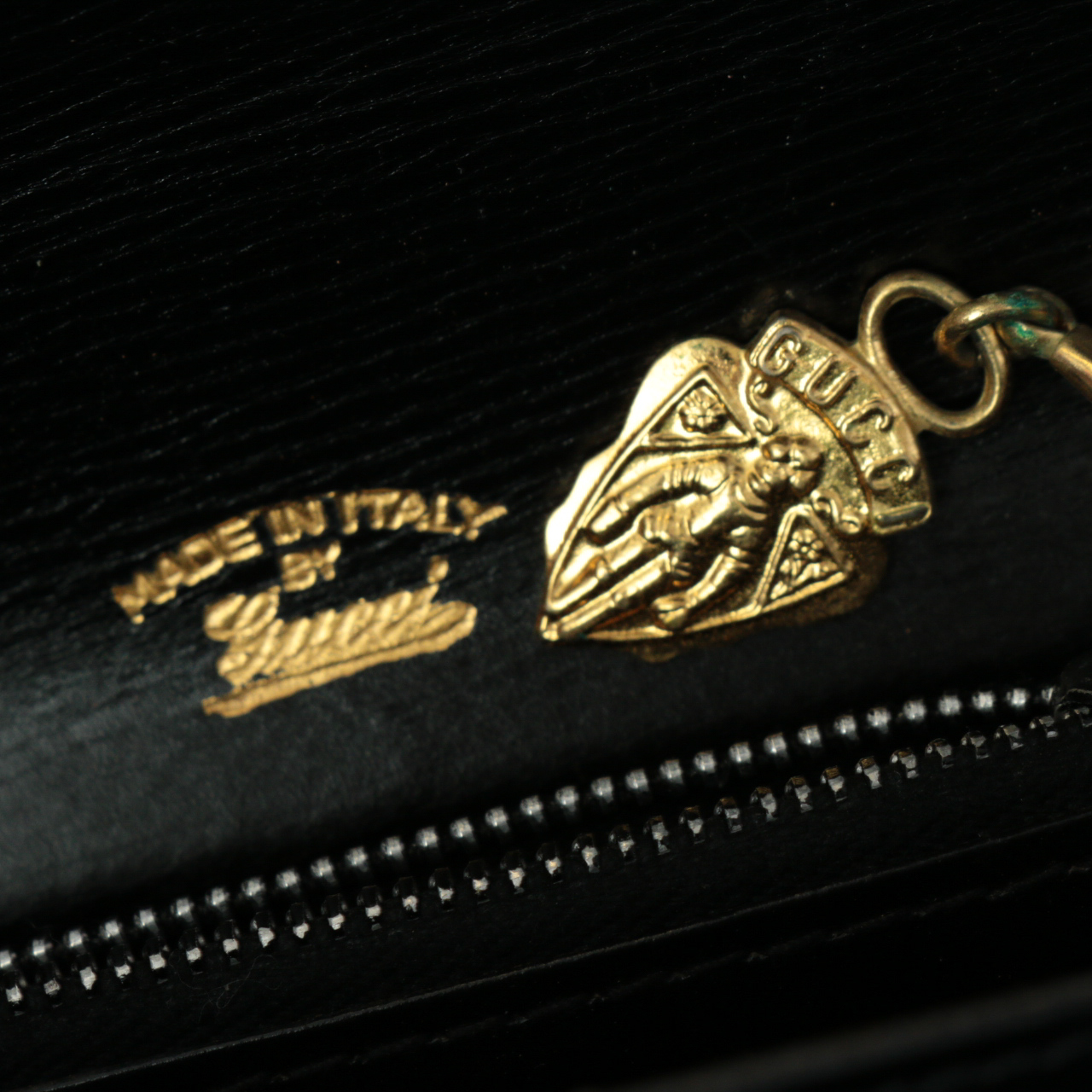 Gucci Black Leather Flap Front Shoulder Bag, Vintage