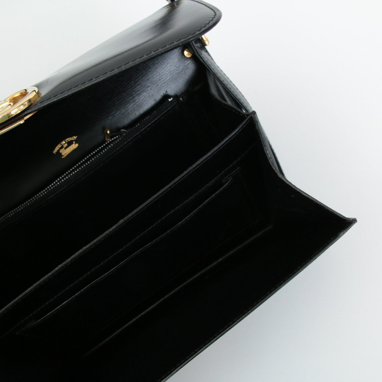 Gucci Black Leather Flap Front Shoulder Bag, Vintage