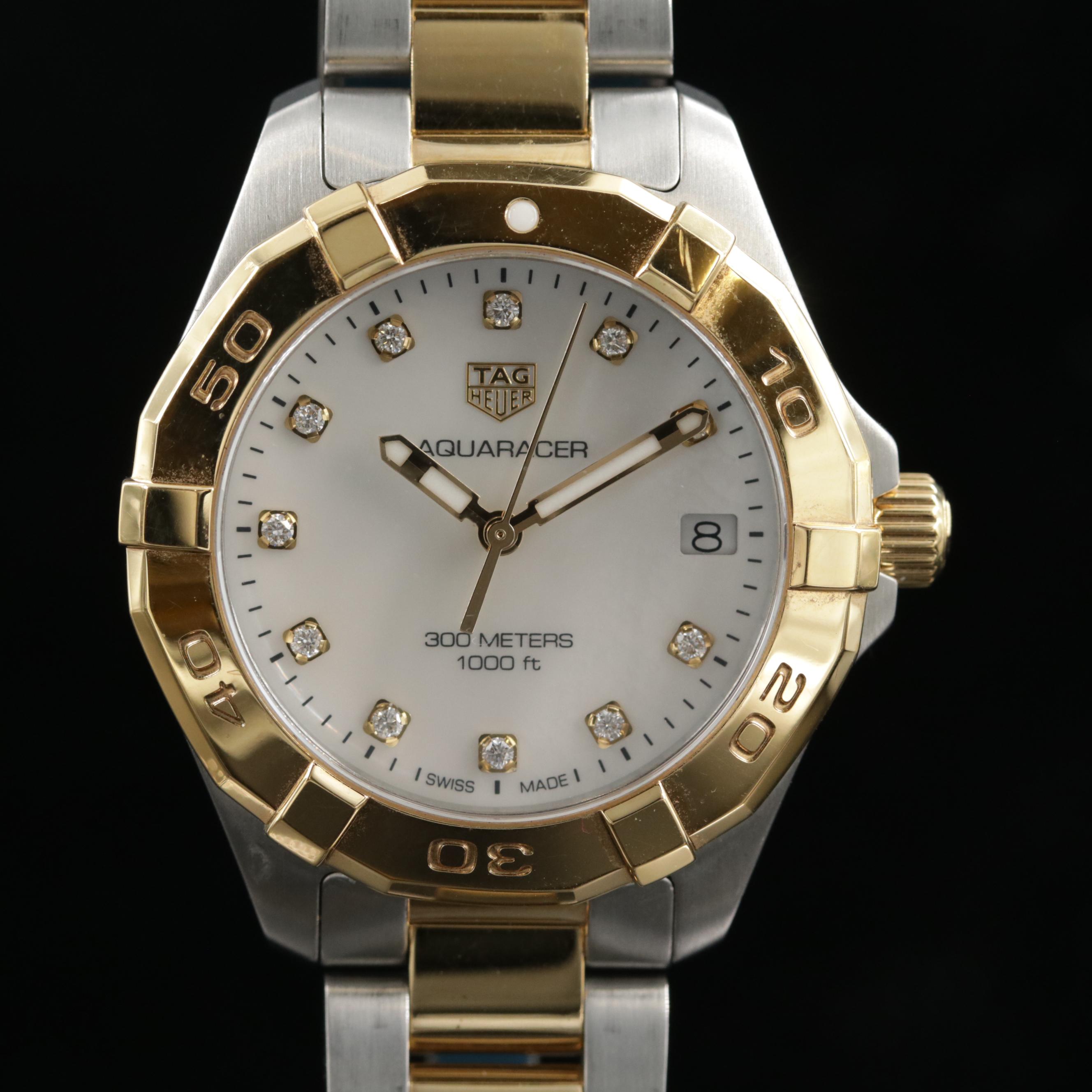 TAG Heuer Aquaracer 300M Two Tone Stainless Steel and Diamond Quartz Watch