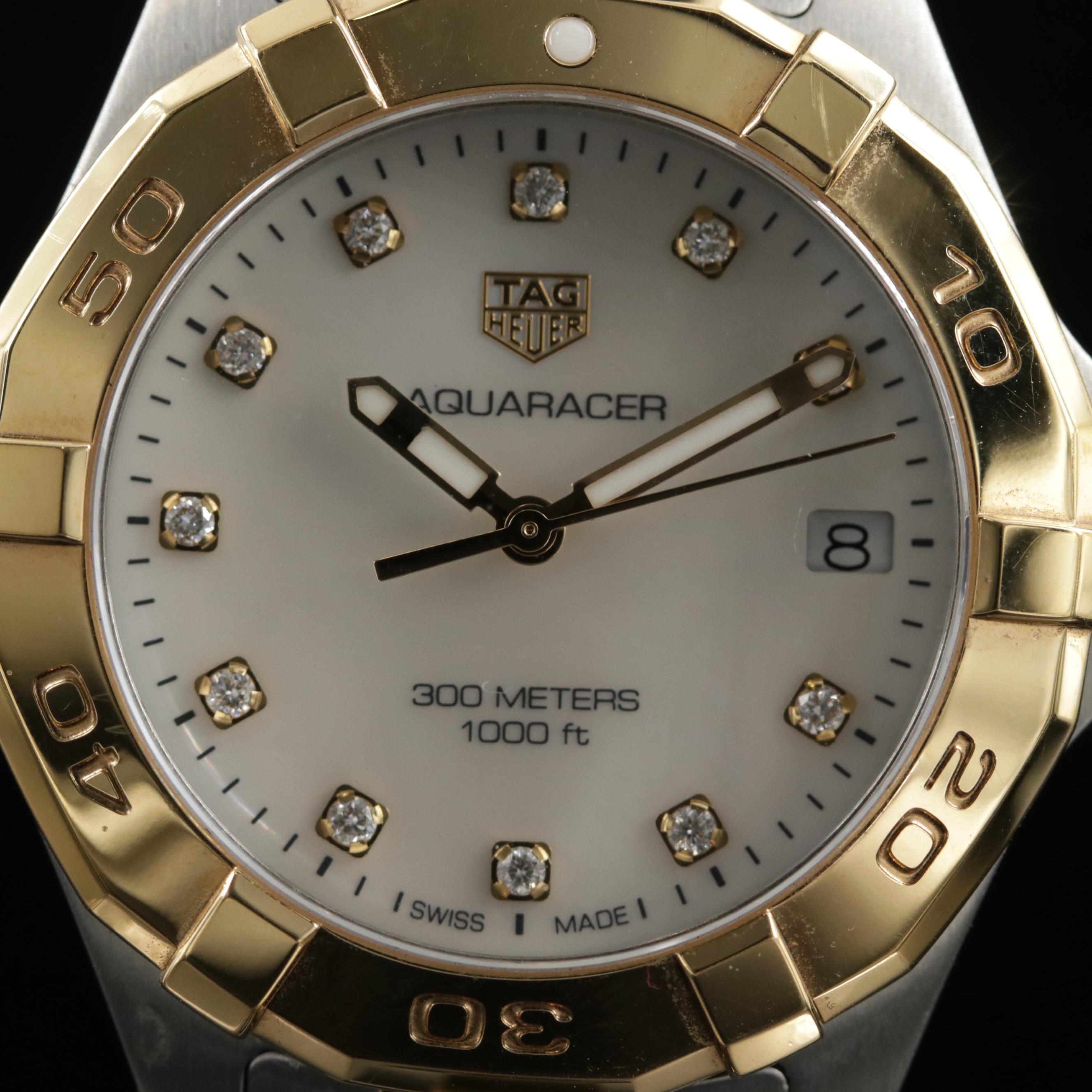 TAG Heuer Aquaracer 300M Two Tone Stainless Steel and Diamond Quartz Watch