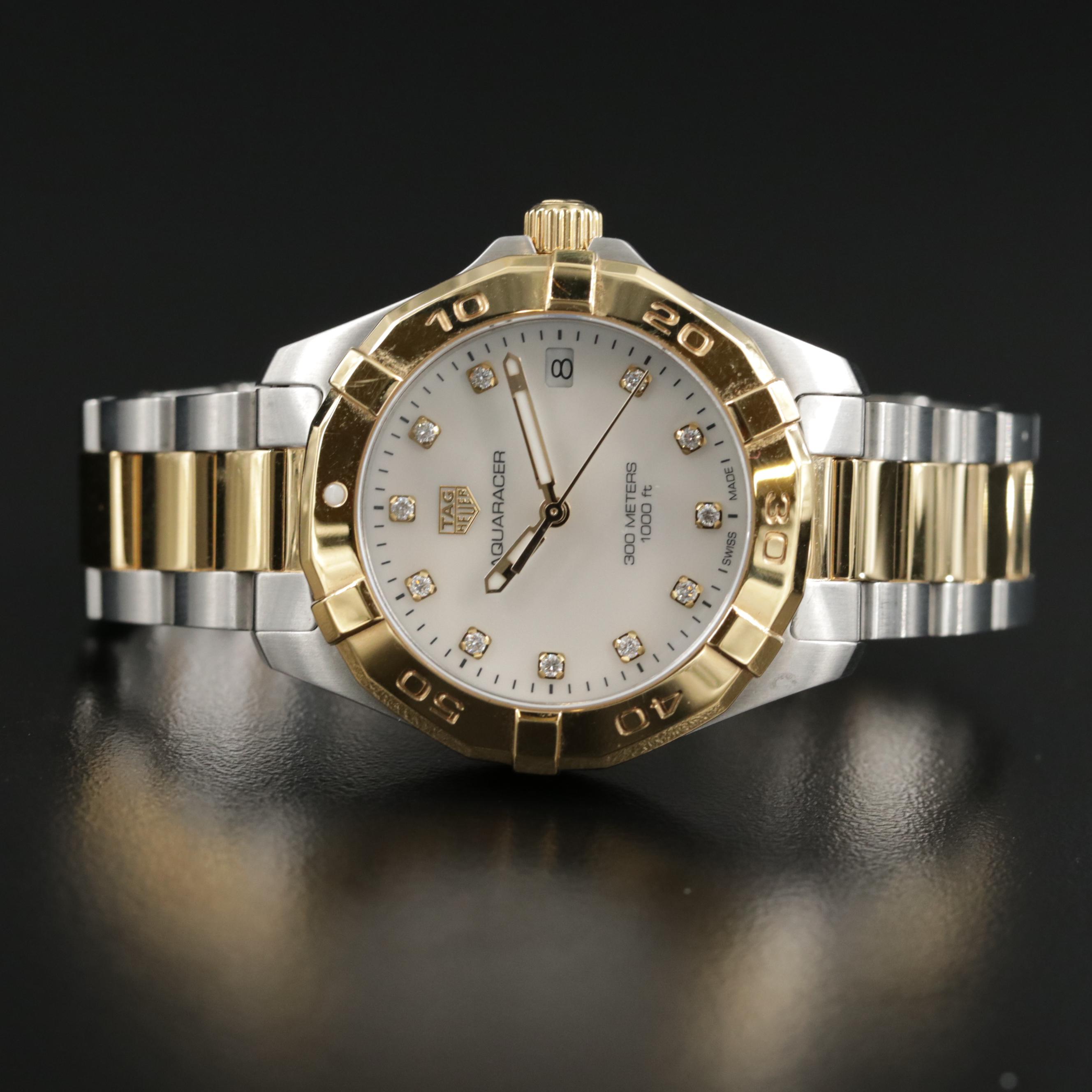 TAG Heuer Aquaracer 300M Two Tone Stainless Steel and Diamond Quartz Watch