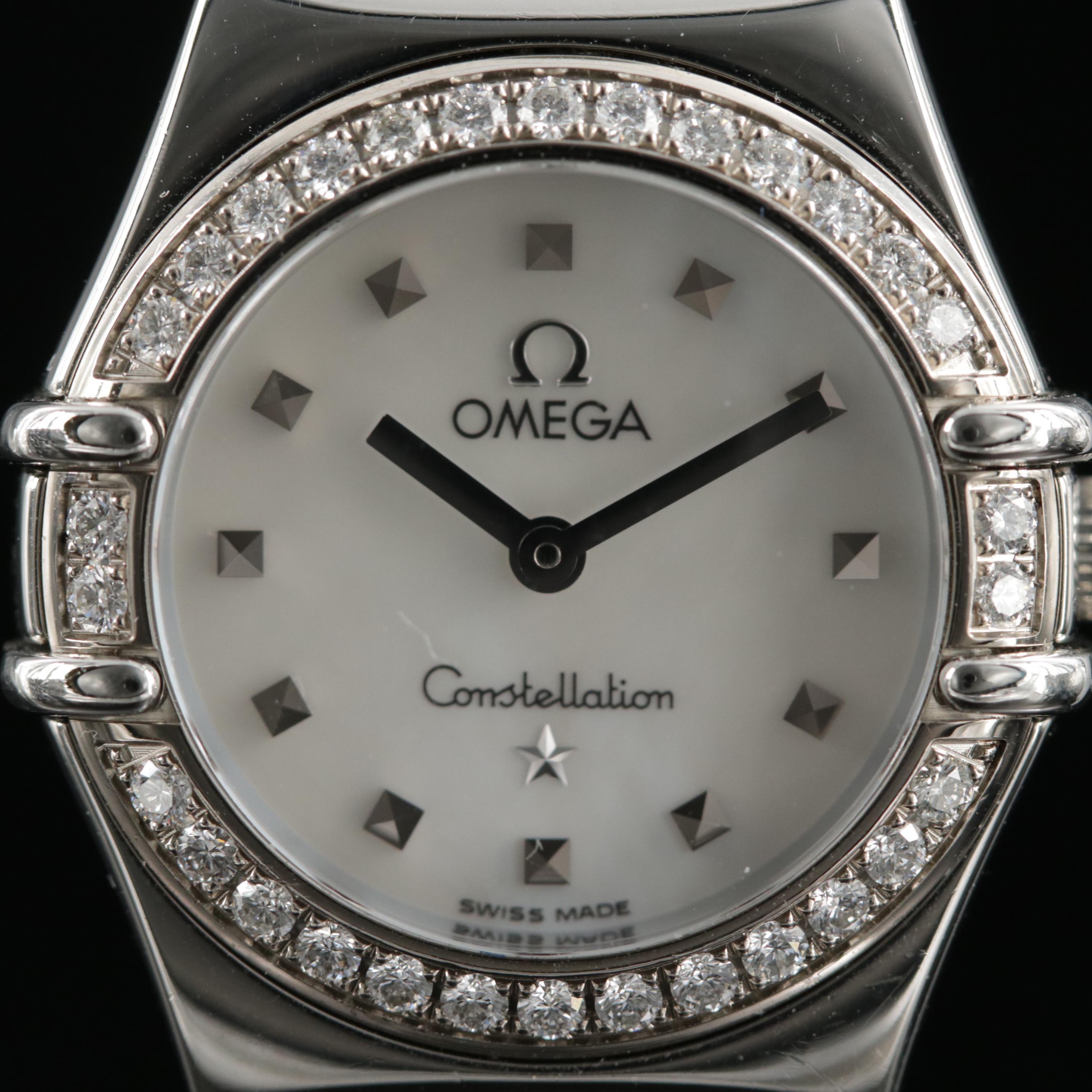 Omega Constellation Stainless Steel And Diamond Bezel Watch
