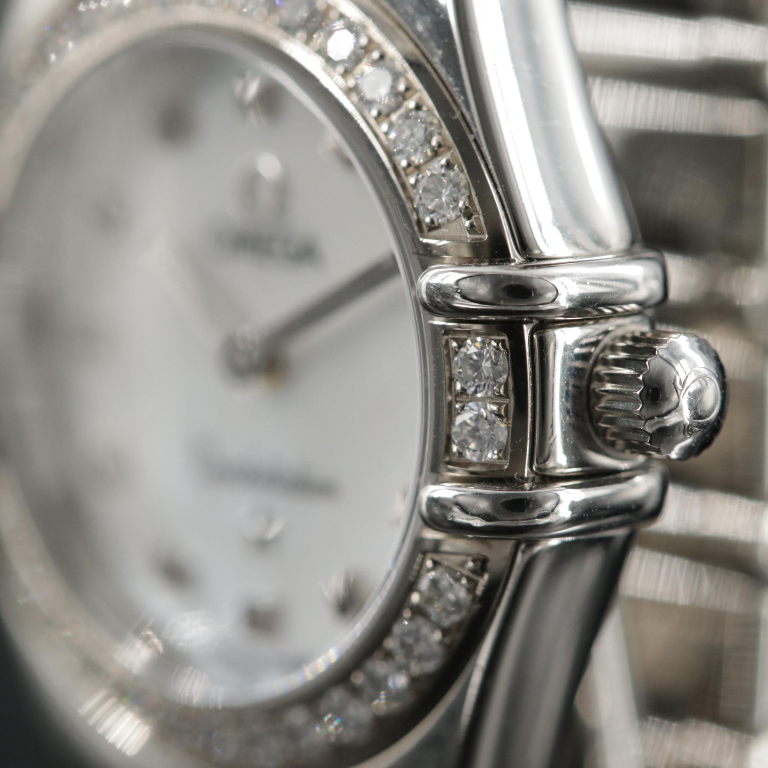 Omega Constellation Stainless Steel And Diamond Bezel Watch