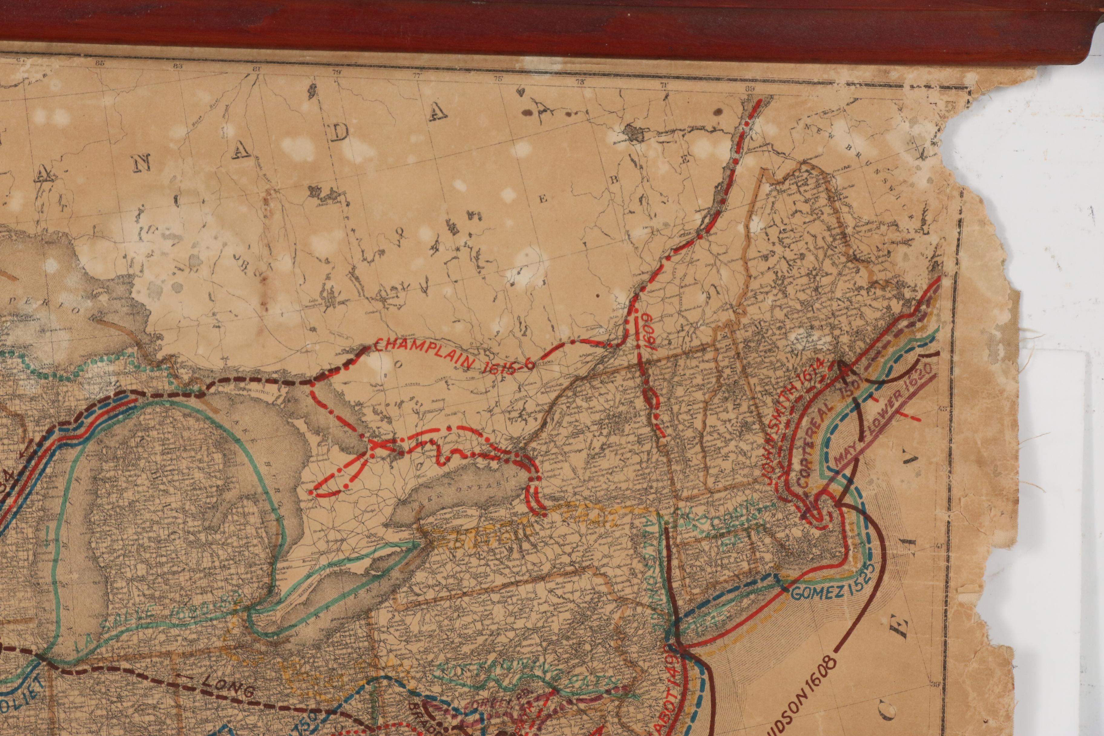 1908 Map of North American Explorers, Roads and Highways