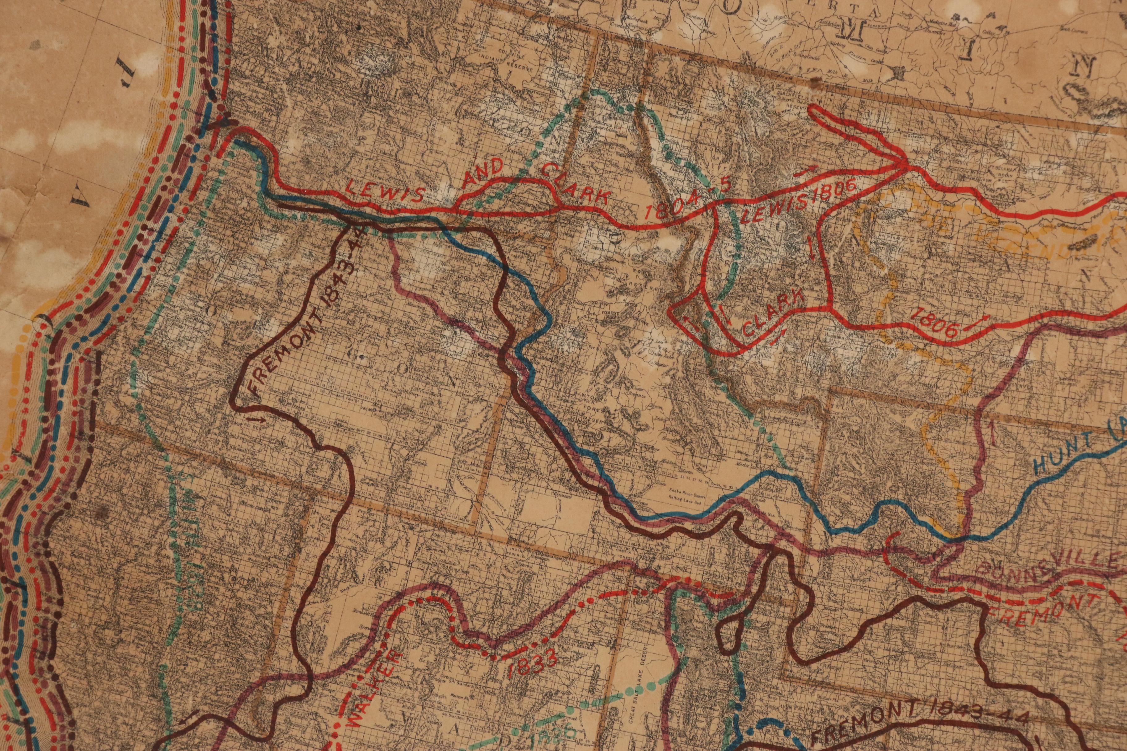 1908 Map of North American Explorers, Roads and Highways