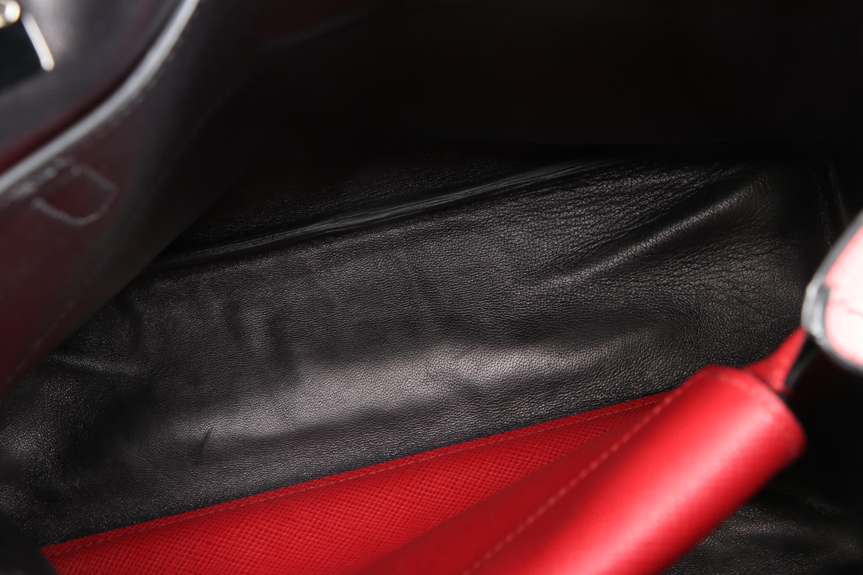 Prada Red Saffiano Leather Large Half-Flap Double Turnlock Satchel