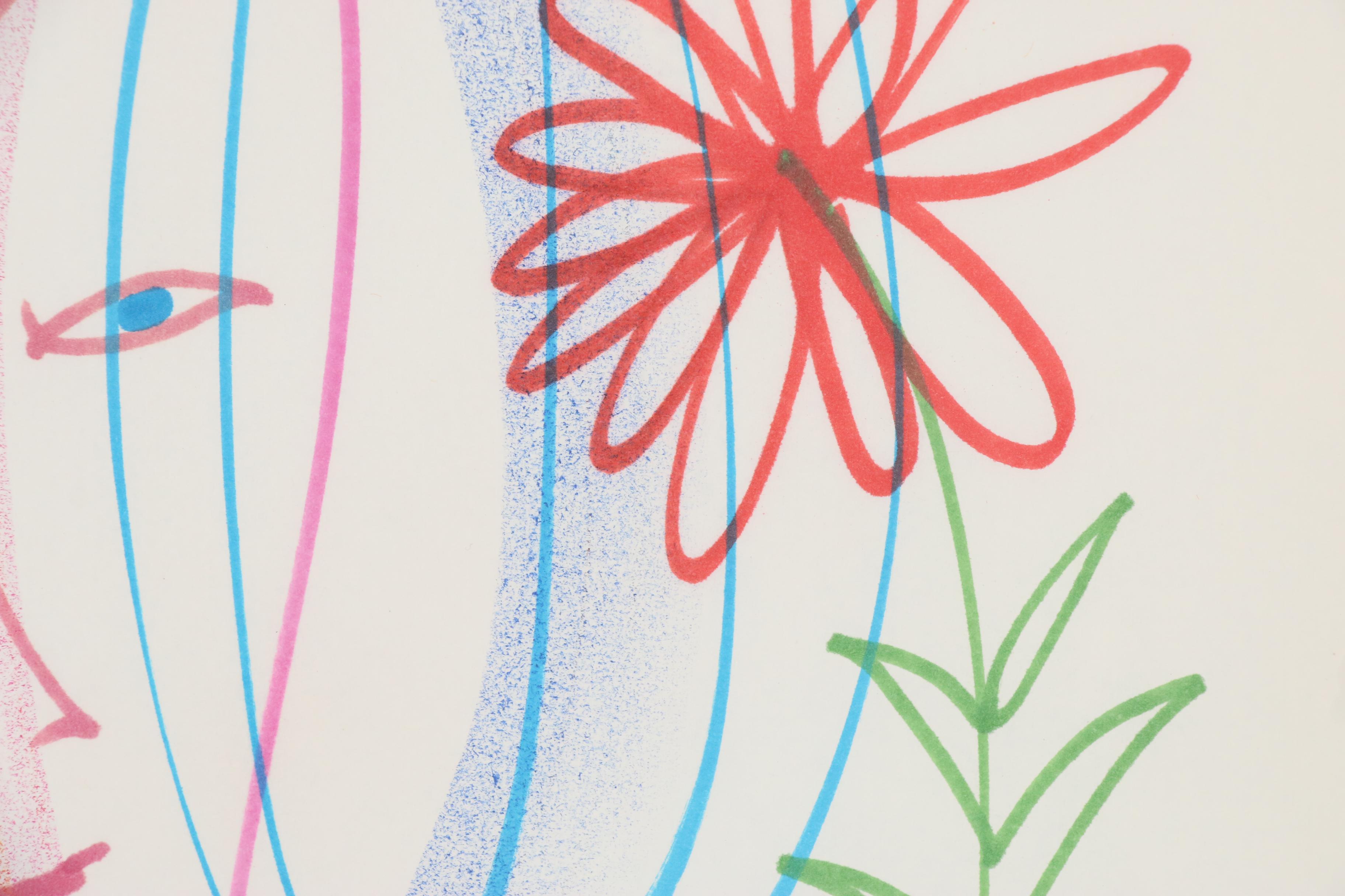 Franklin Folger Abstract Portrait Ink Drawing