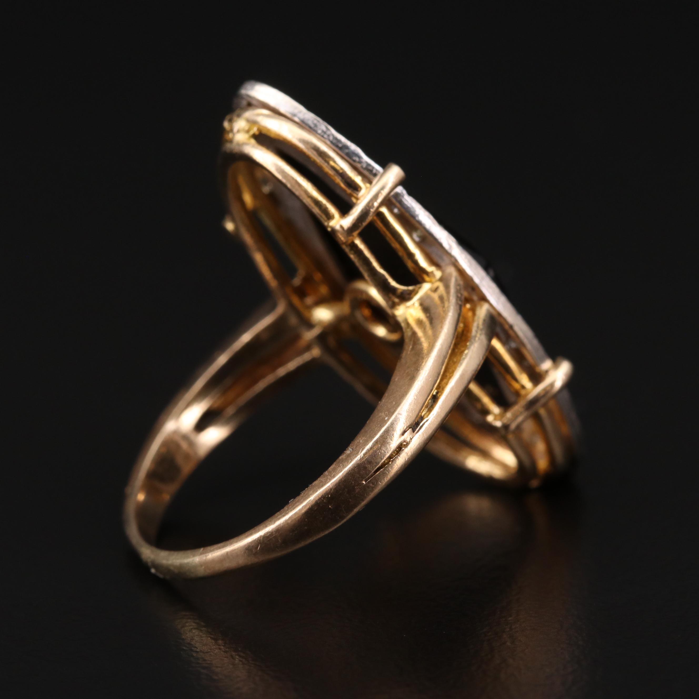 Vintage 14K Black Onyx and Diamond Ring