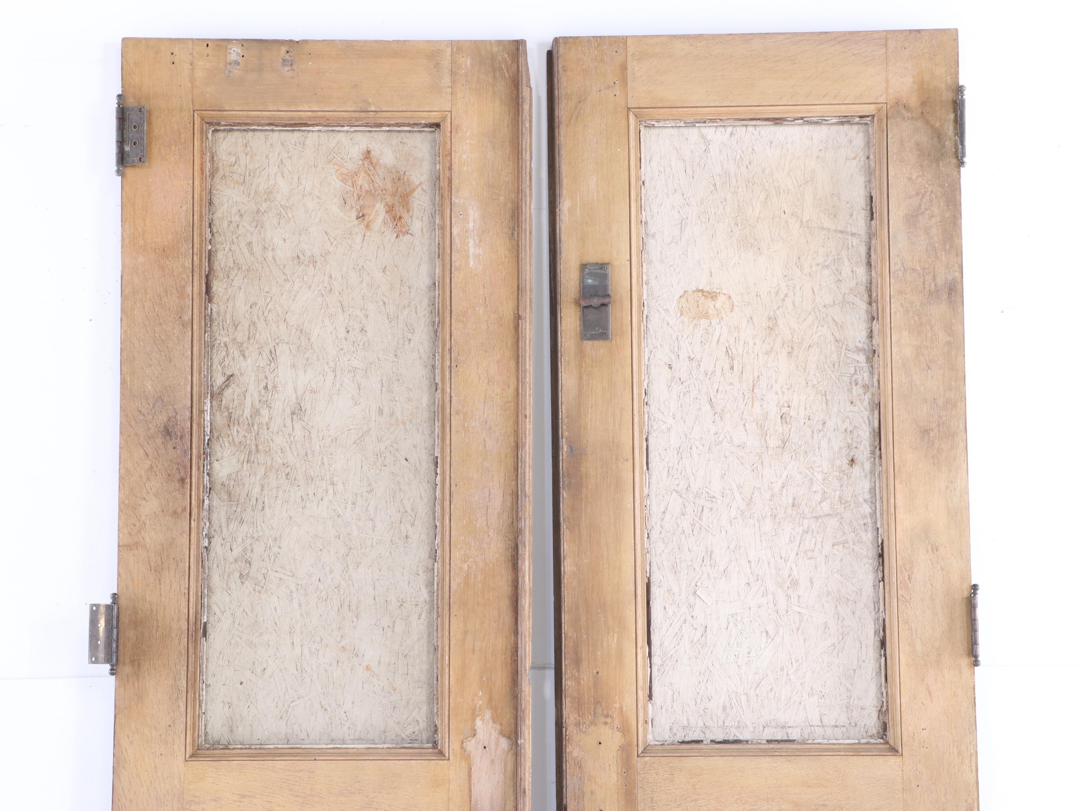 Oak Recessed-Panel Double Doors, Early 20th Century