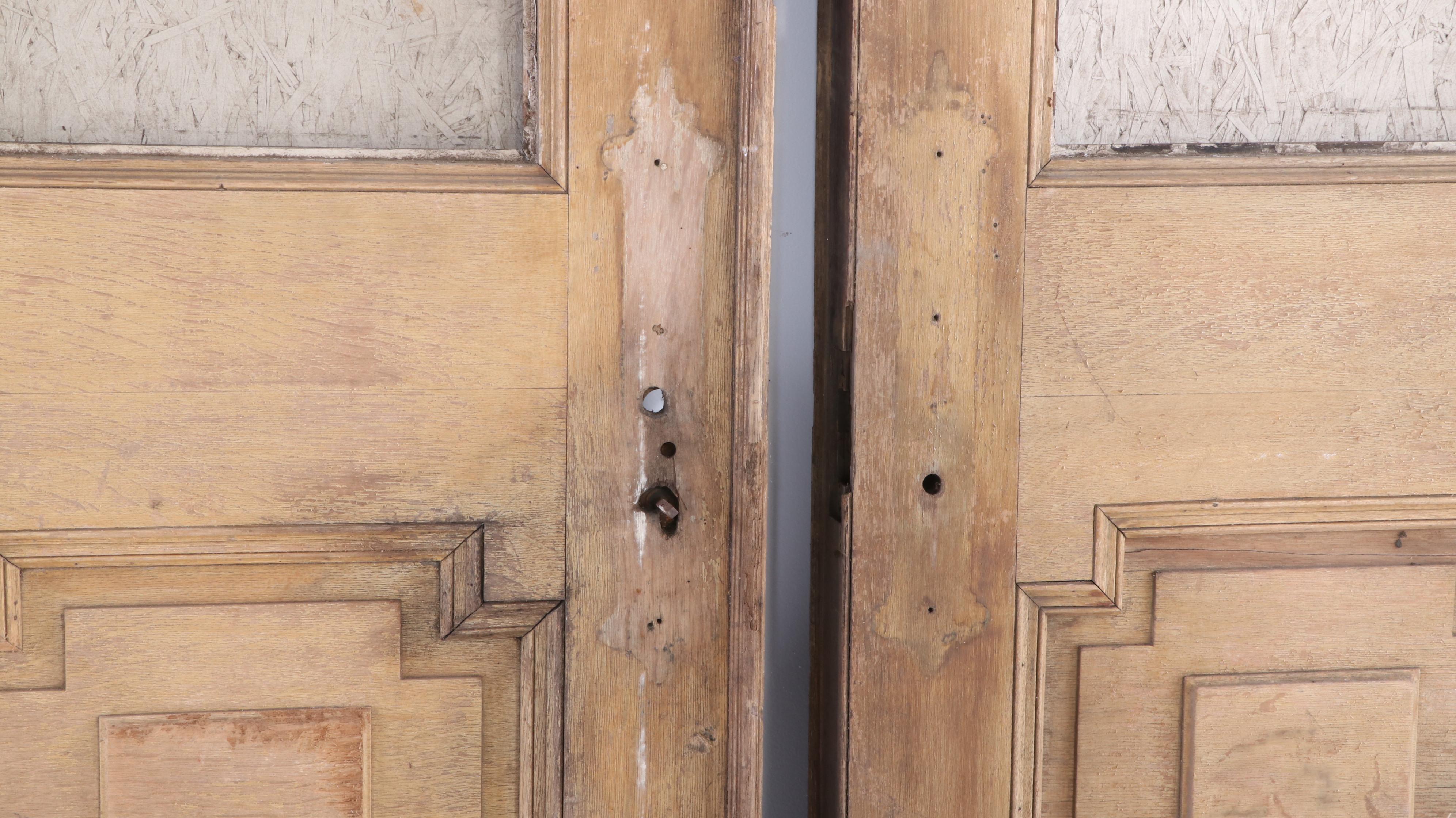 Oak Recessed-Panel Double Doors, Early 20th Century