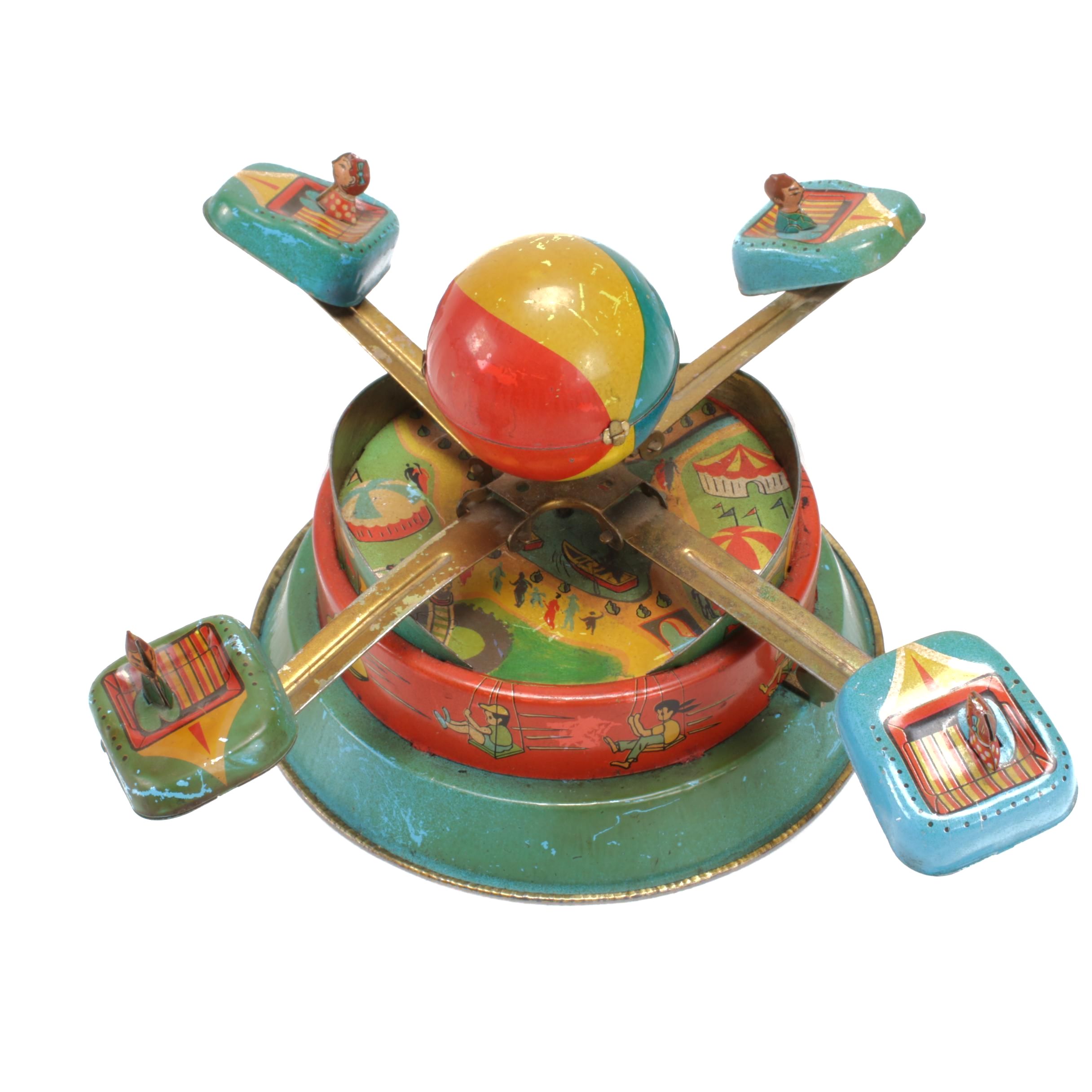 Tin Litho Amusement Park Carnival Ride Wind-Up Toy, 1950s