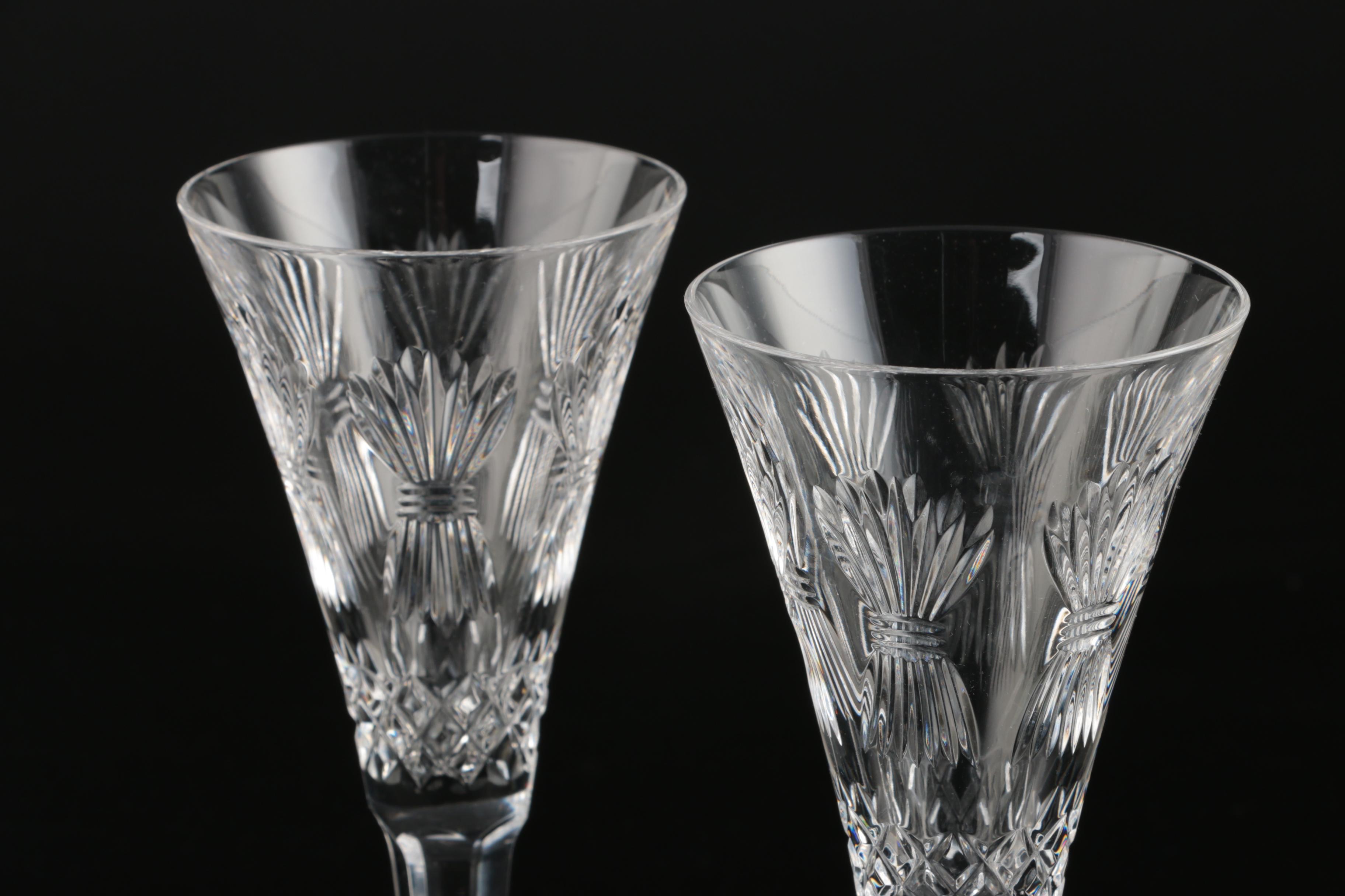 Waterford Crystal Millennium Series "Prosperity" Fluted Champagne Glasses