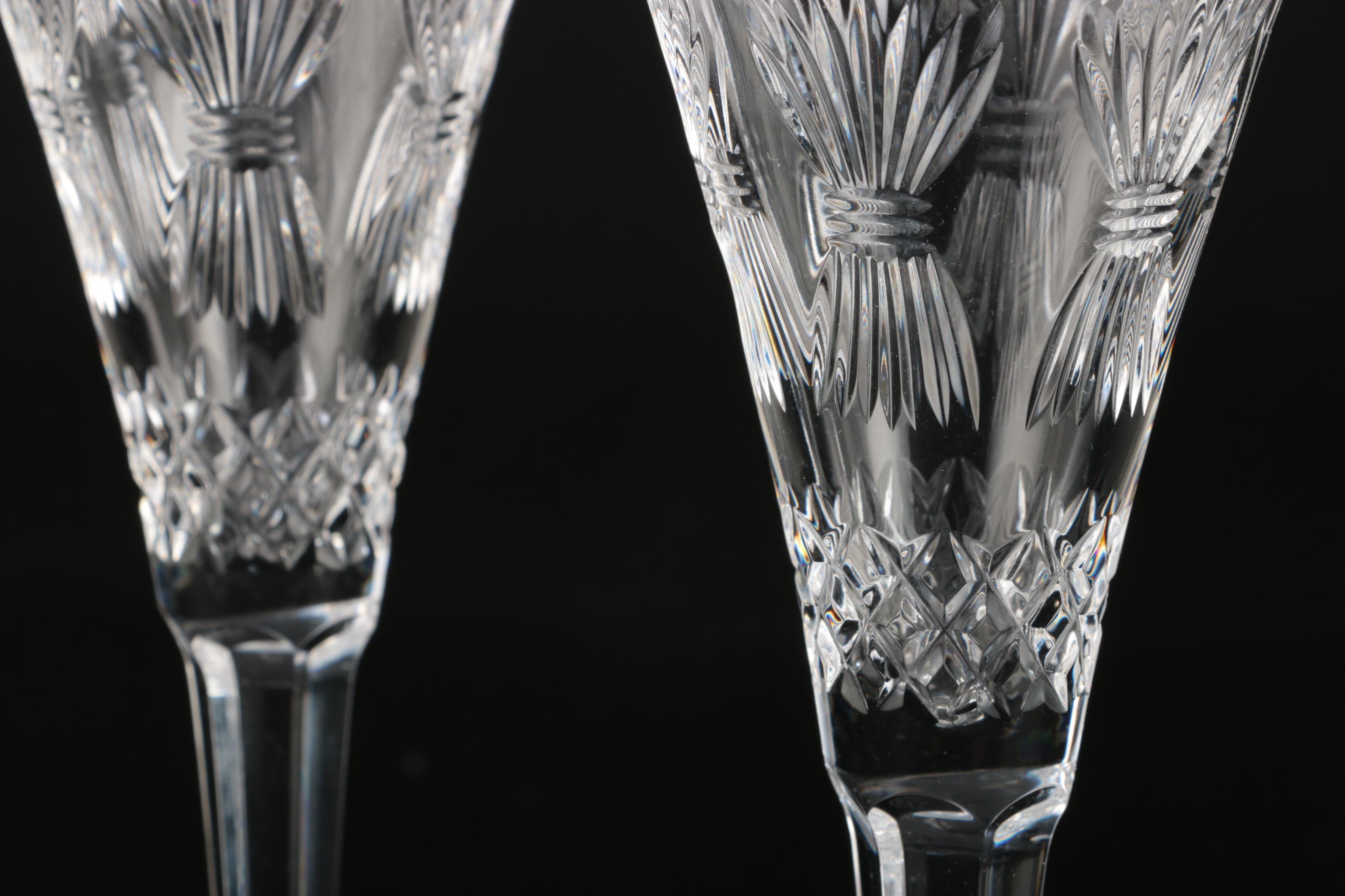 Waterford Crystal Millennium Series "Prosperity" Fluted Champagne Glasses