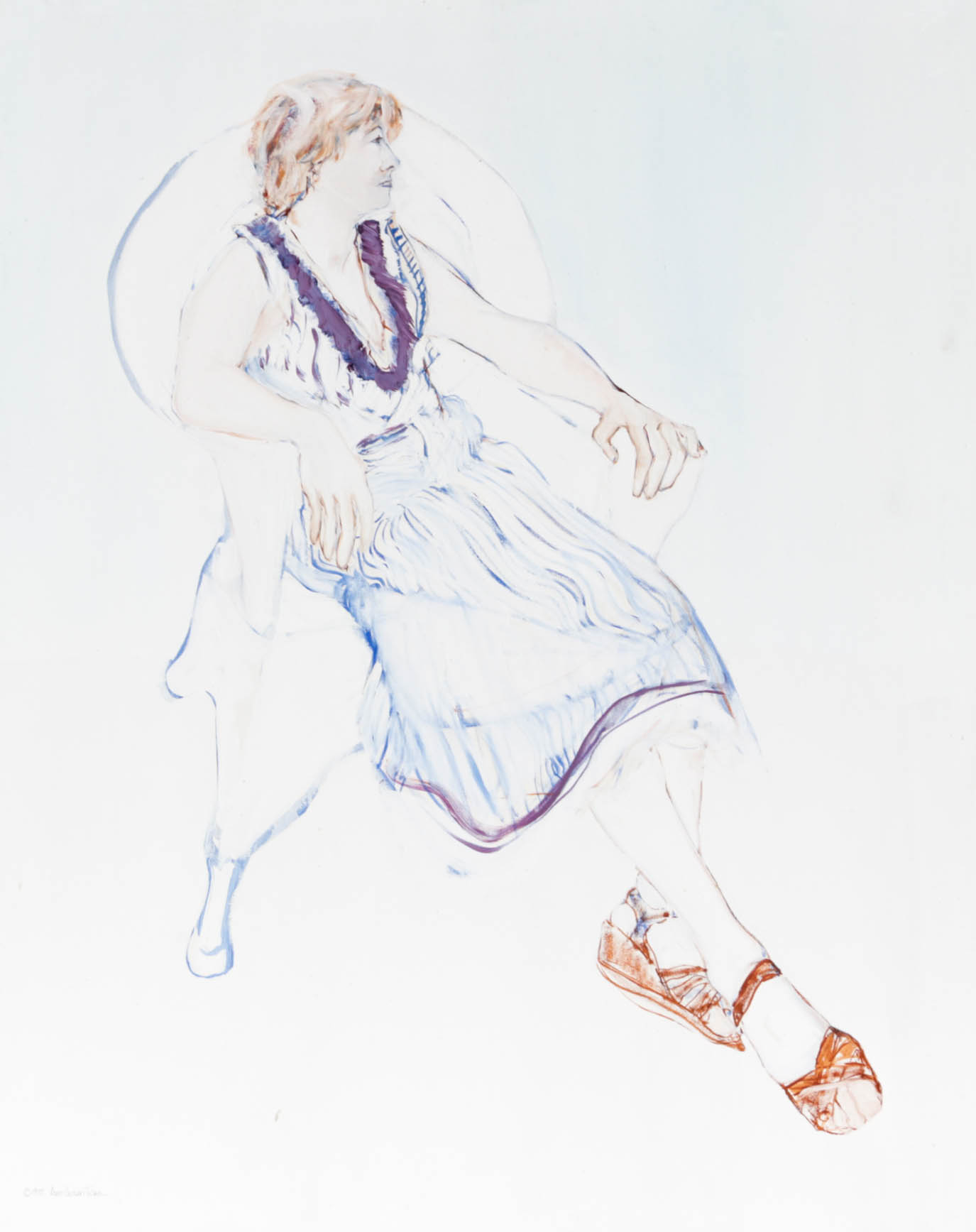 Ann Curran Turner Female Seated Portrait Oil Painting