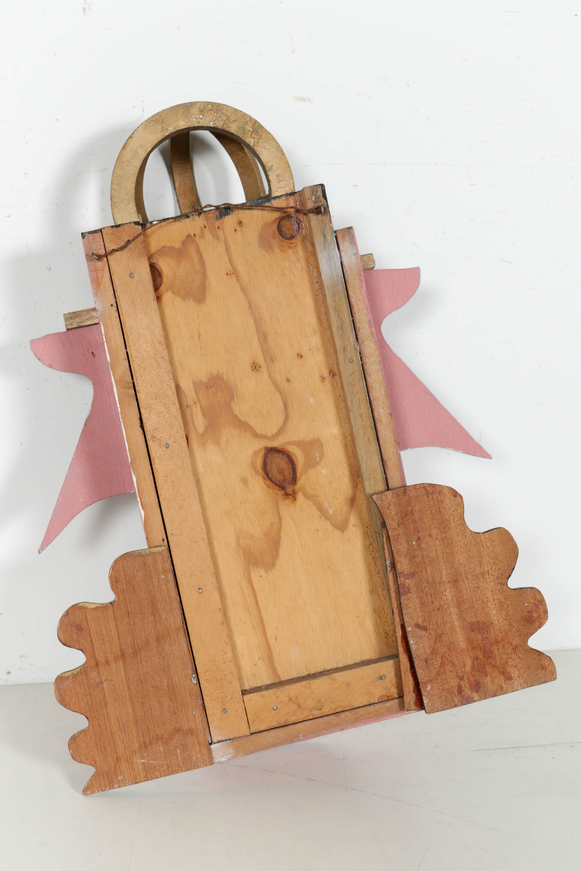 Cubist Style Portrait Painted Wood Assemblage Wall Sculpture