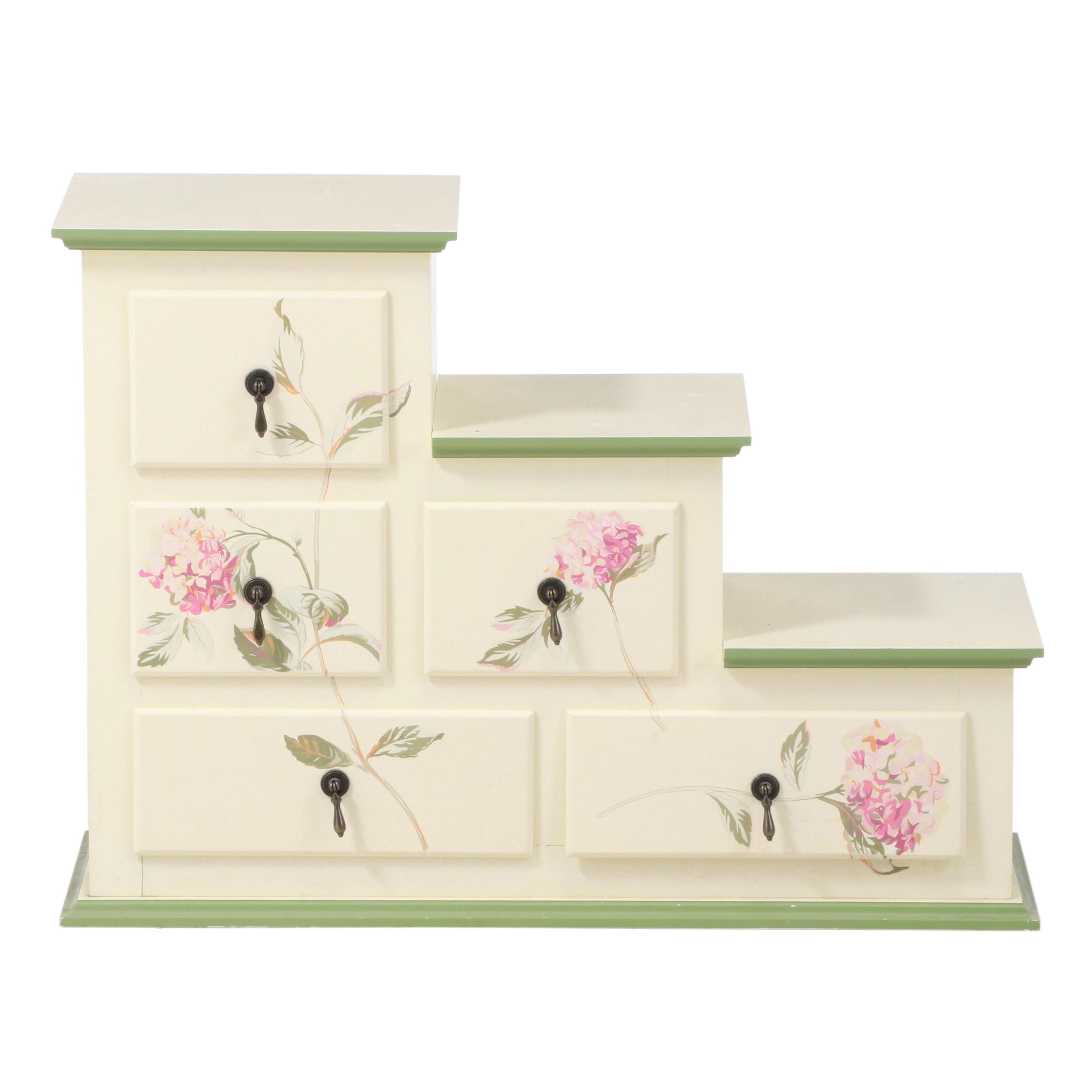 Laura Ashley Paint-Decorated Stair-Step Chest of Drawers