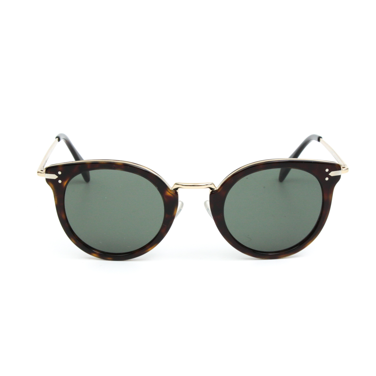 Celine CL 41373 S Lea Rounded Wire Frame Sunglasses in Havana Brown Everything But The House