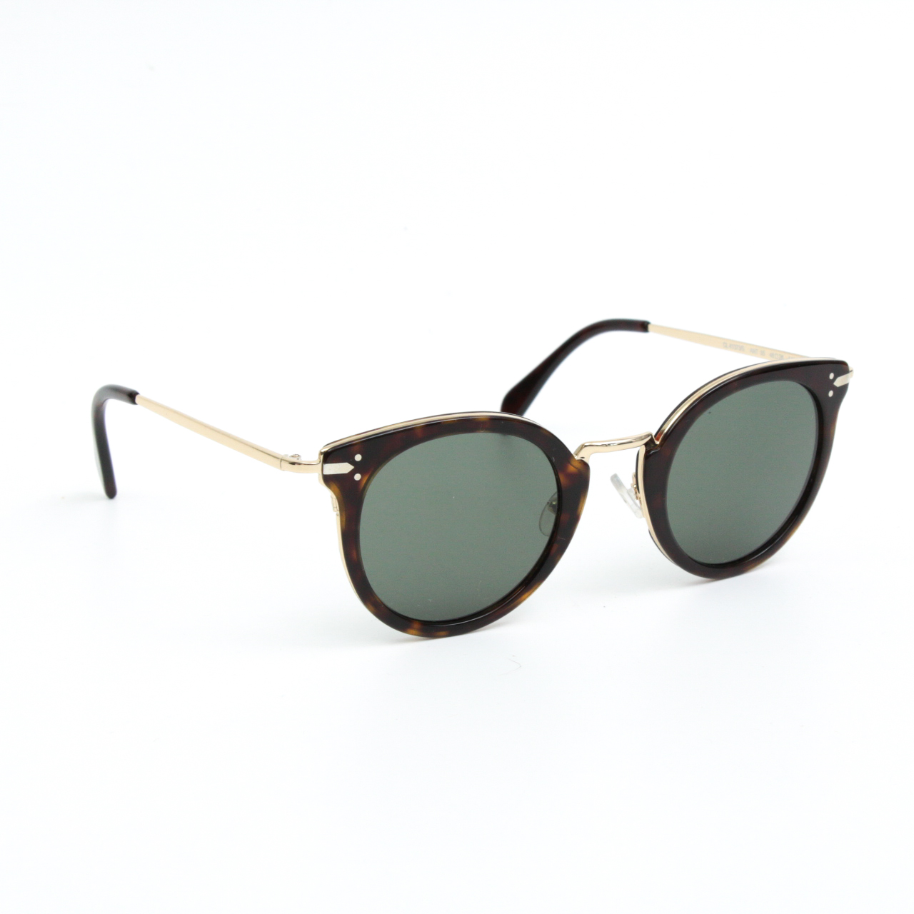 Céline CL 41373/S Lea Rounded Wire Frame Sunglasses in Havana Brown
