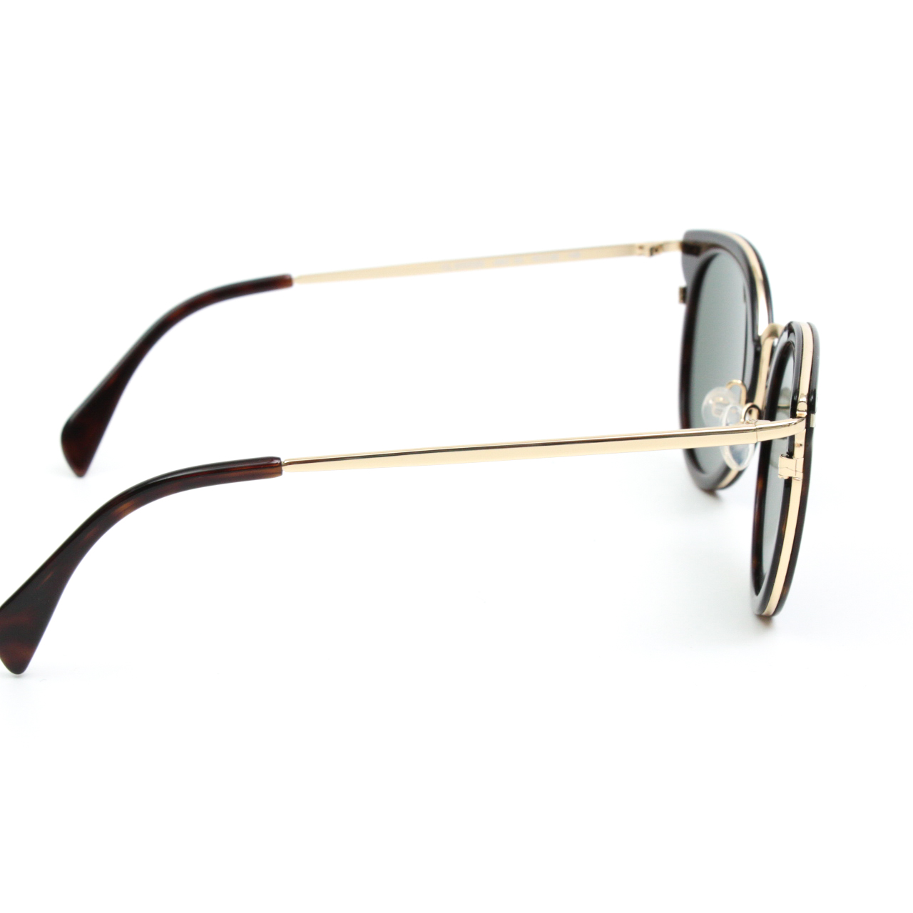 Céline CL 41373/S Lea Rounded Wire Frame Sunglasses in Havana Brown