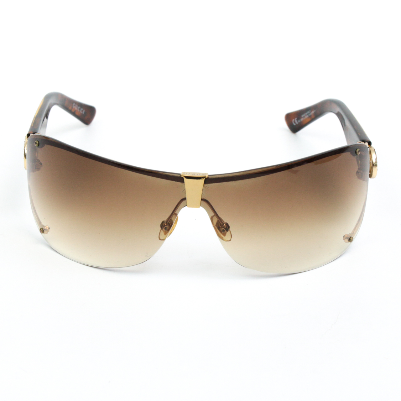 Gucci GG 2807/S Rimless Wrap Sunglasses with Rhinestone Logo Temples