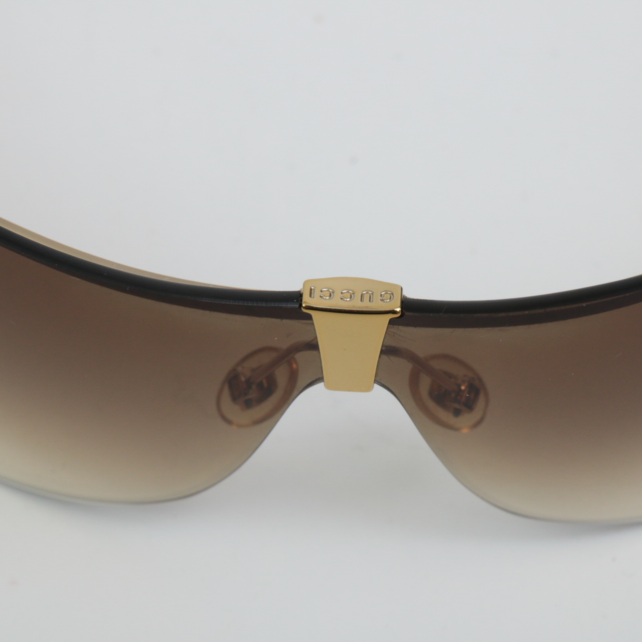 Gucci GG 2807/S Rimless Wrap Sunglasses with Rhinestone Logo Temples