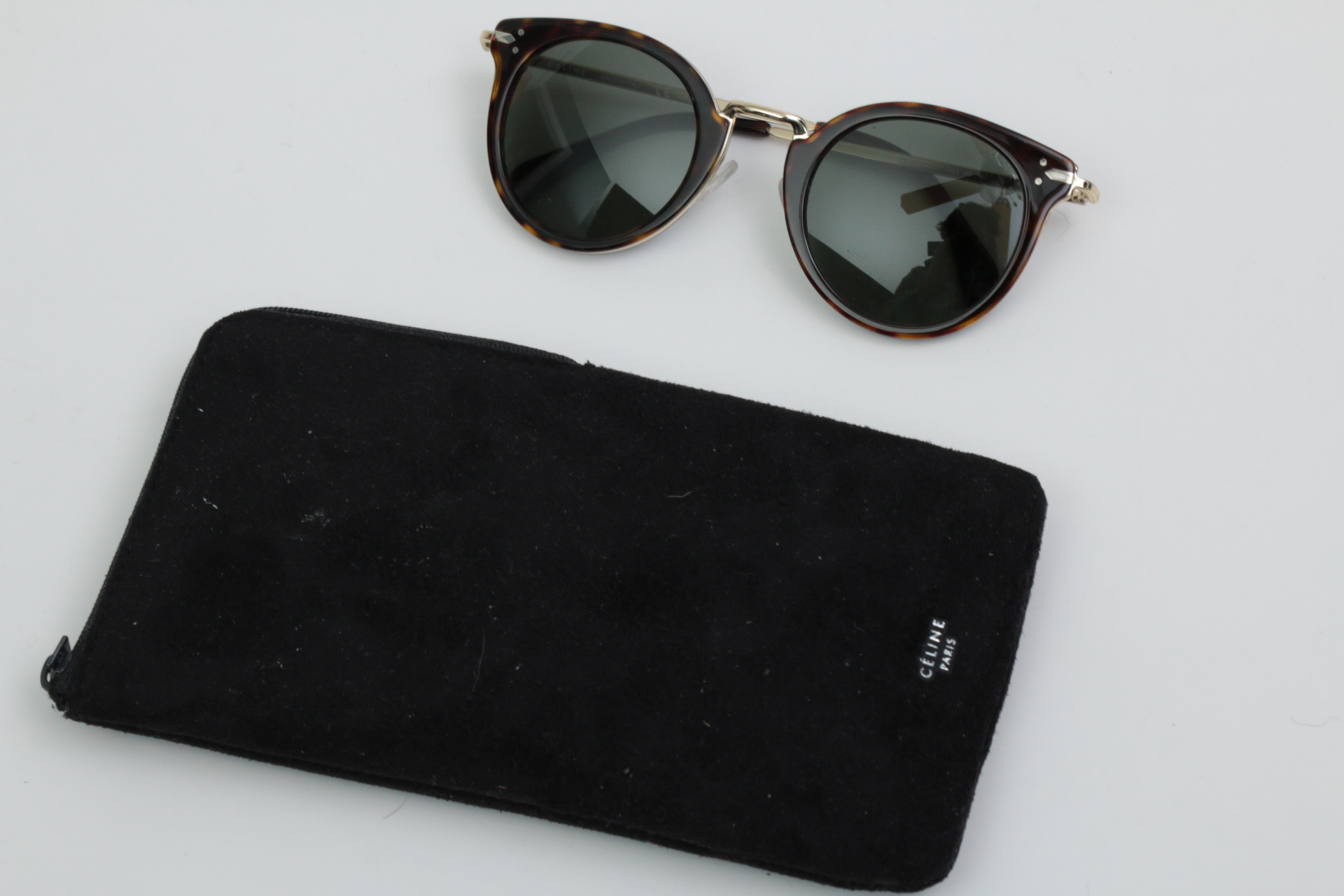 Céline CL 41373/S Lea Rounded Wire Frame Sunglasses in Havana Brown