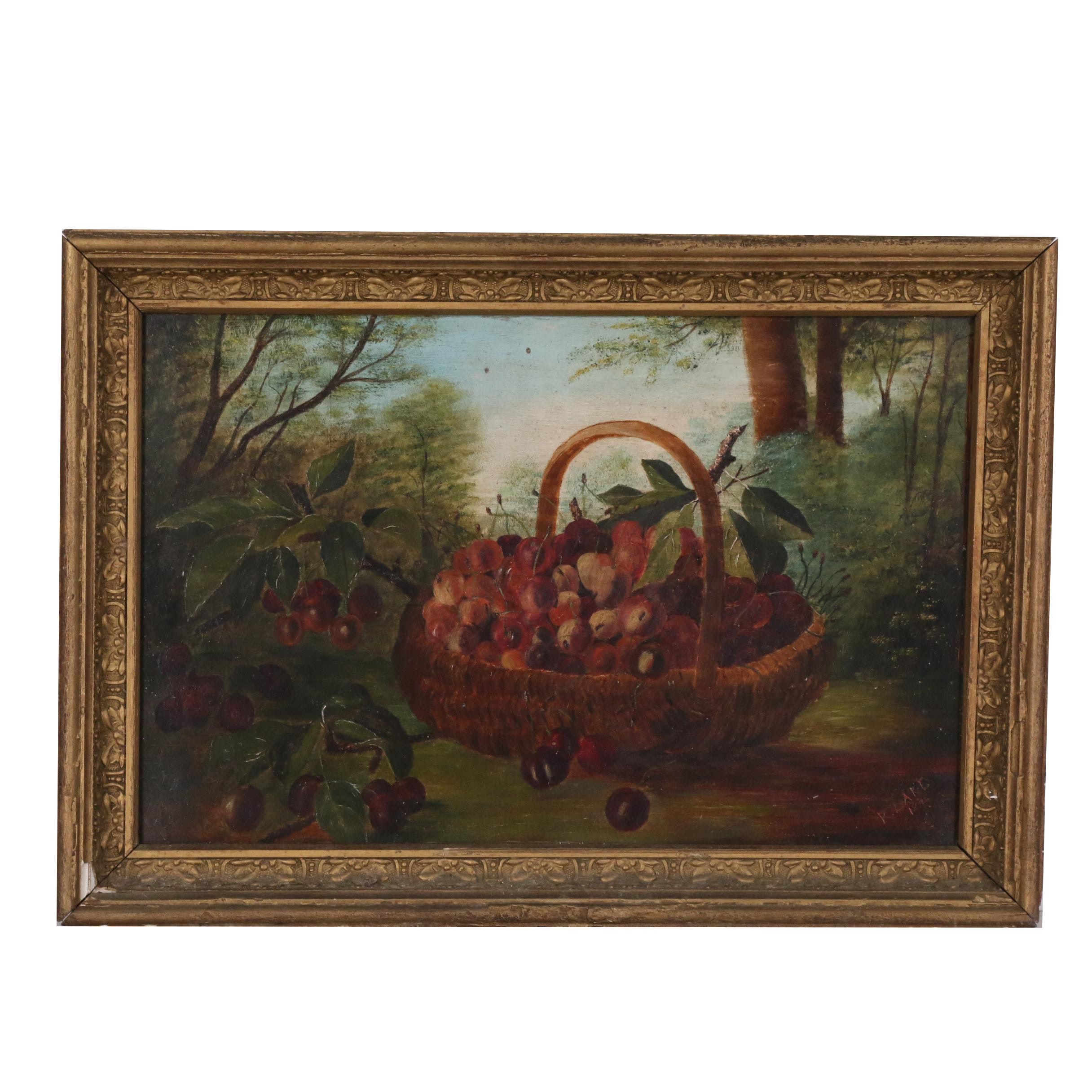 R. Lake Oil Painting of Plums, 1876