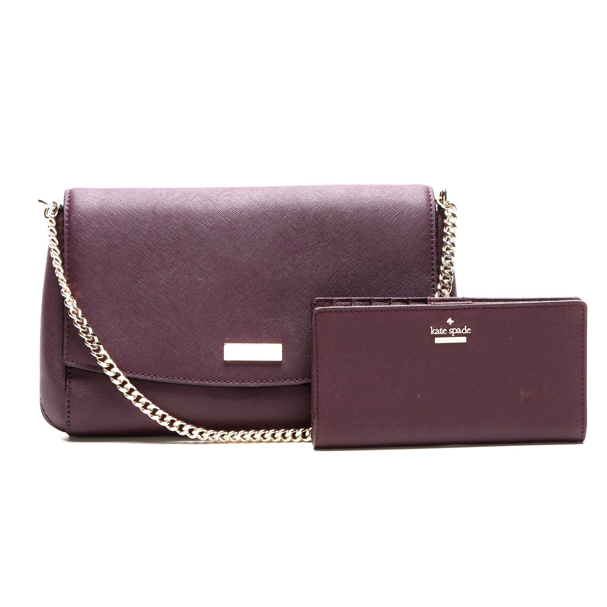 Kate Spade Greer Laurel Way Mahogany Leather Handbag with Cameron Street Wallet