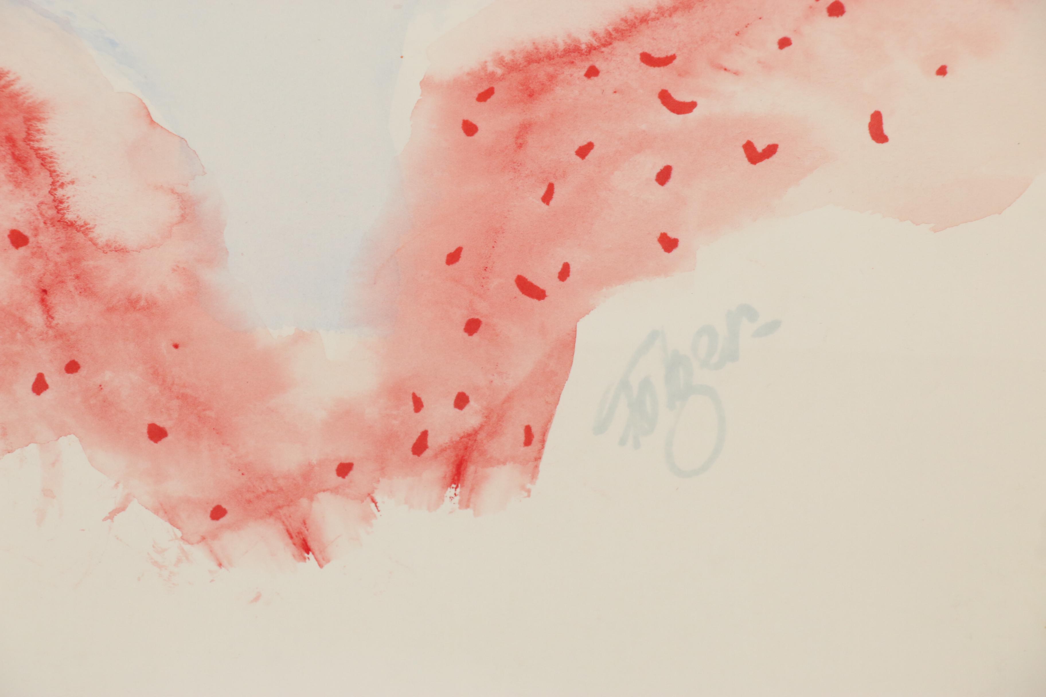 Franklin Folger Cartoon Style Ink and Pastel Portrait Drawing