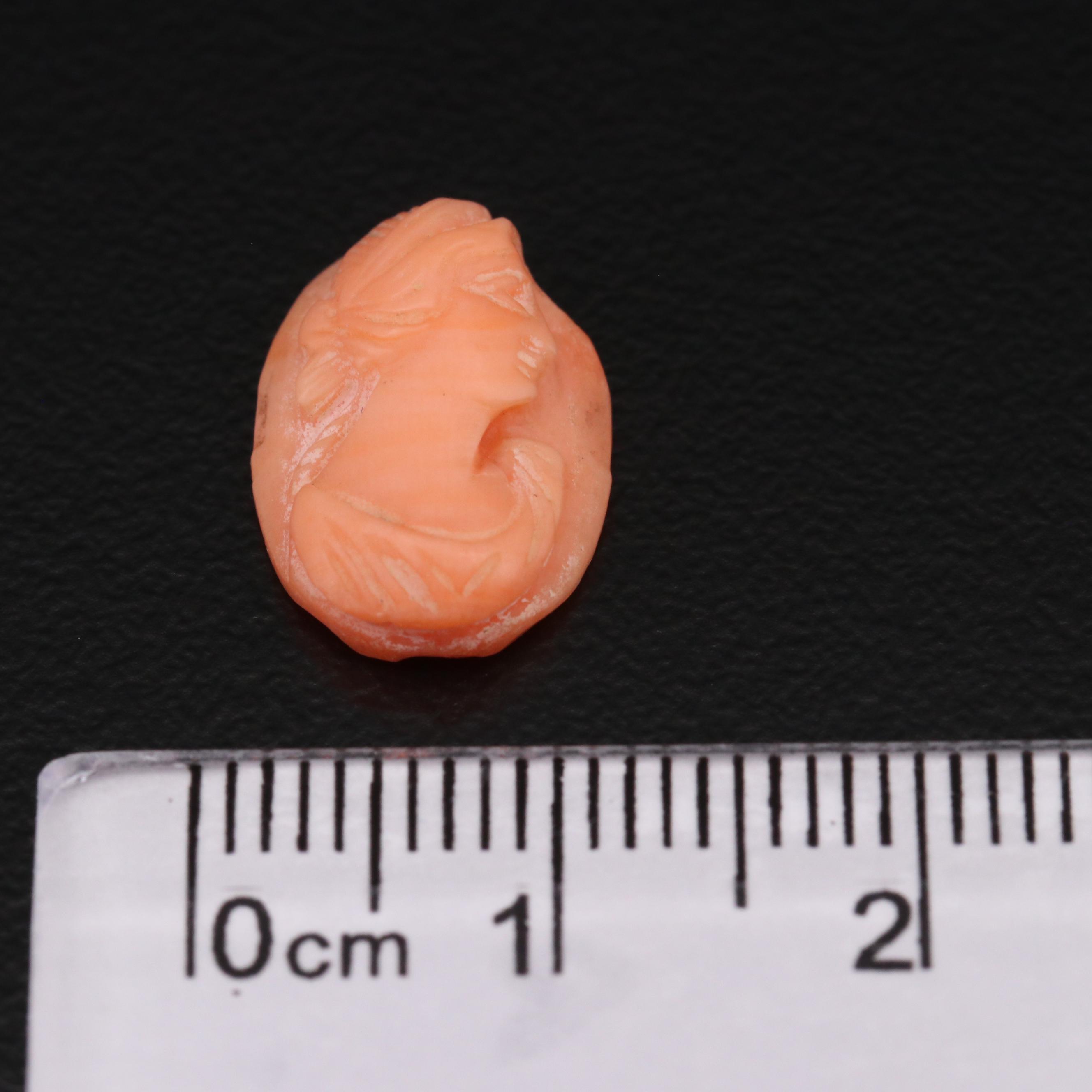 Loose 4.56 CT Oval Carved Coral Cameo