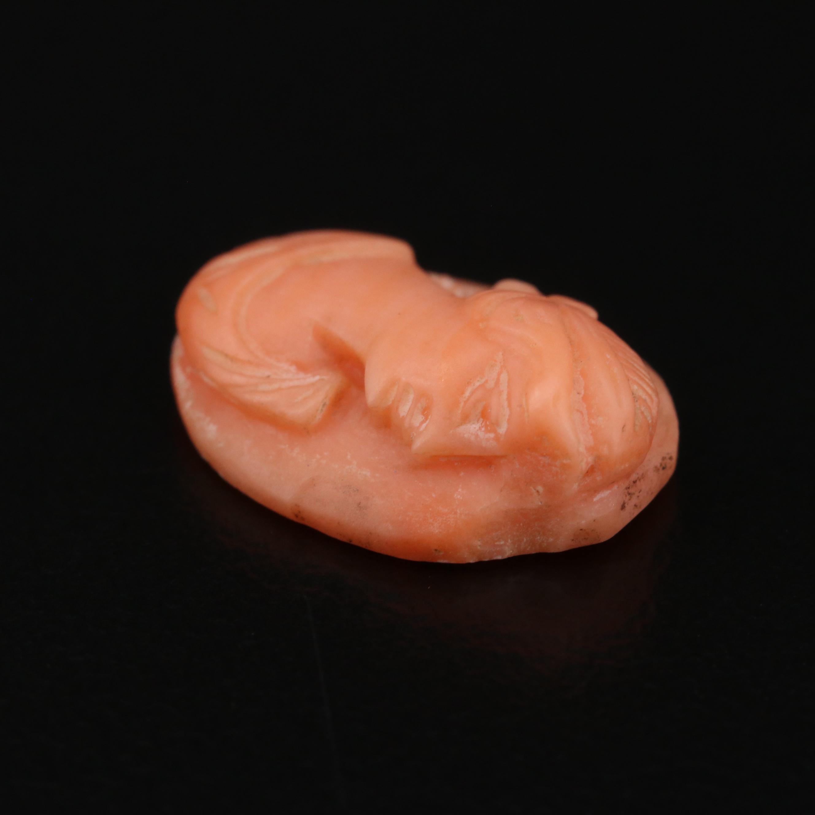 Loose 4.56 CT Oval Carved Coral Cameo