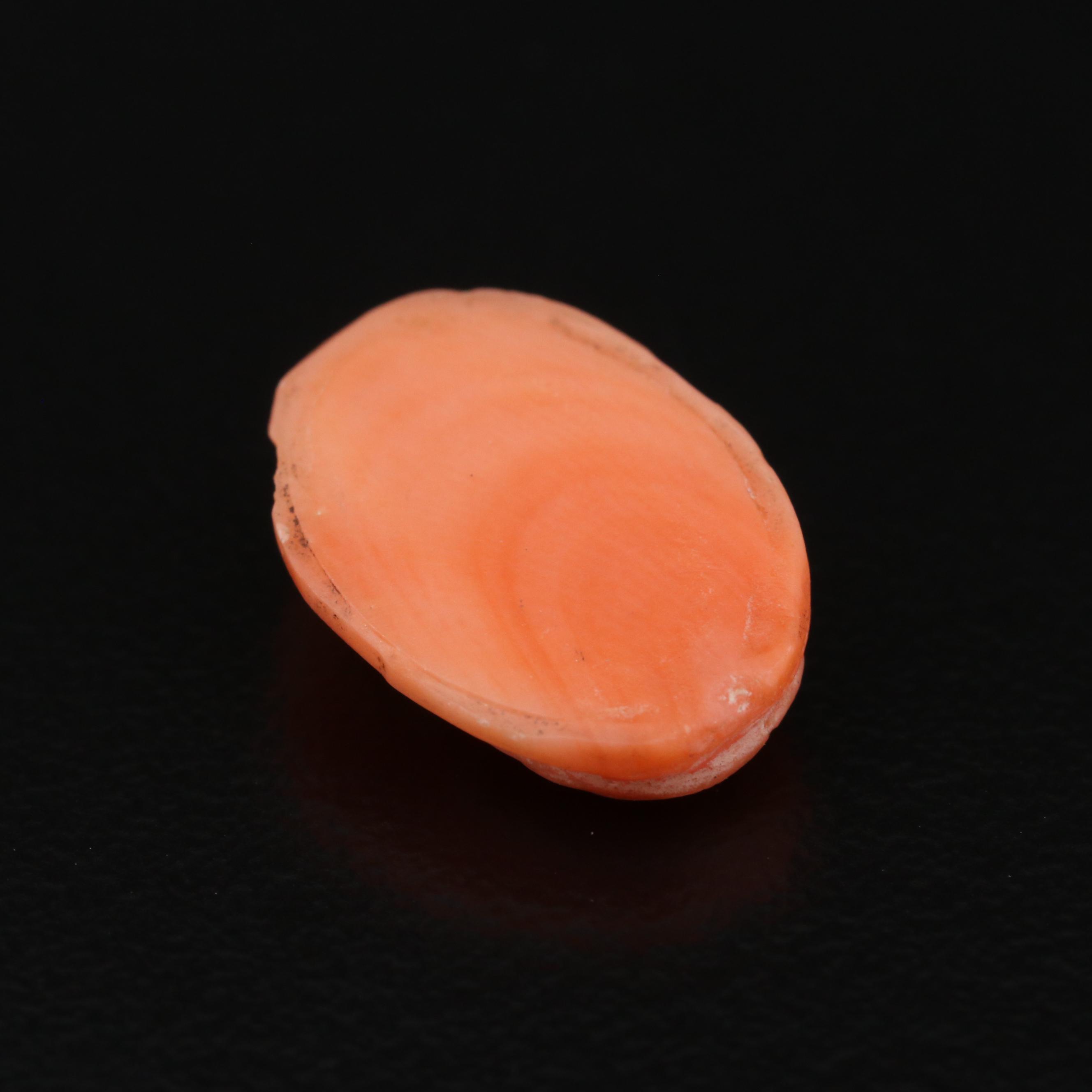Loose 4.56 CT Oval Carved Coral Cameo