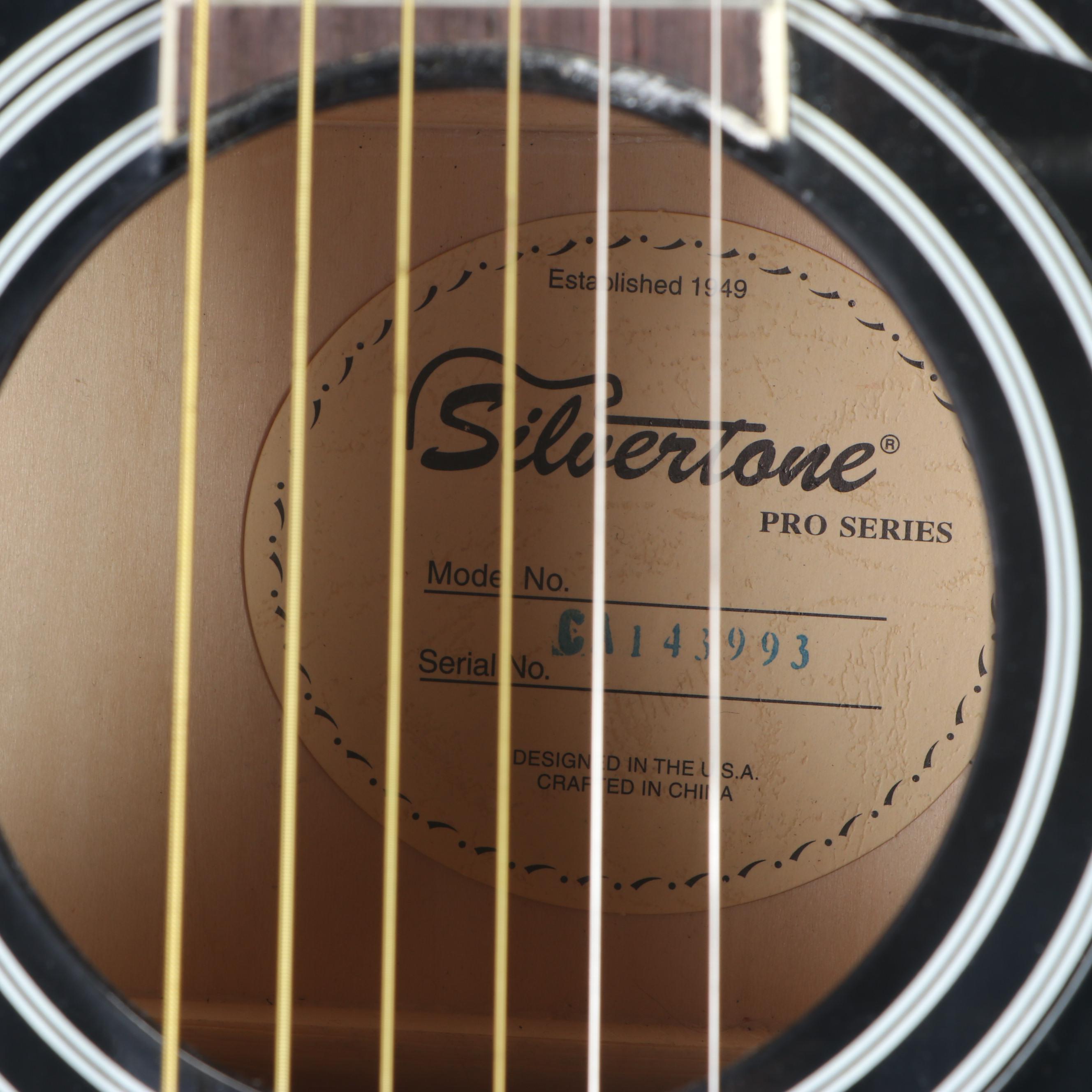 Black Silvertone Pro Series Acoustic Guitar