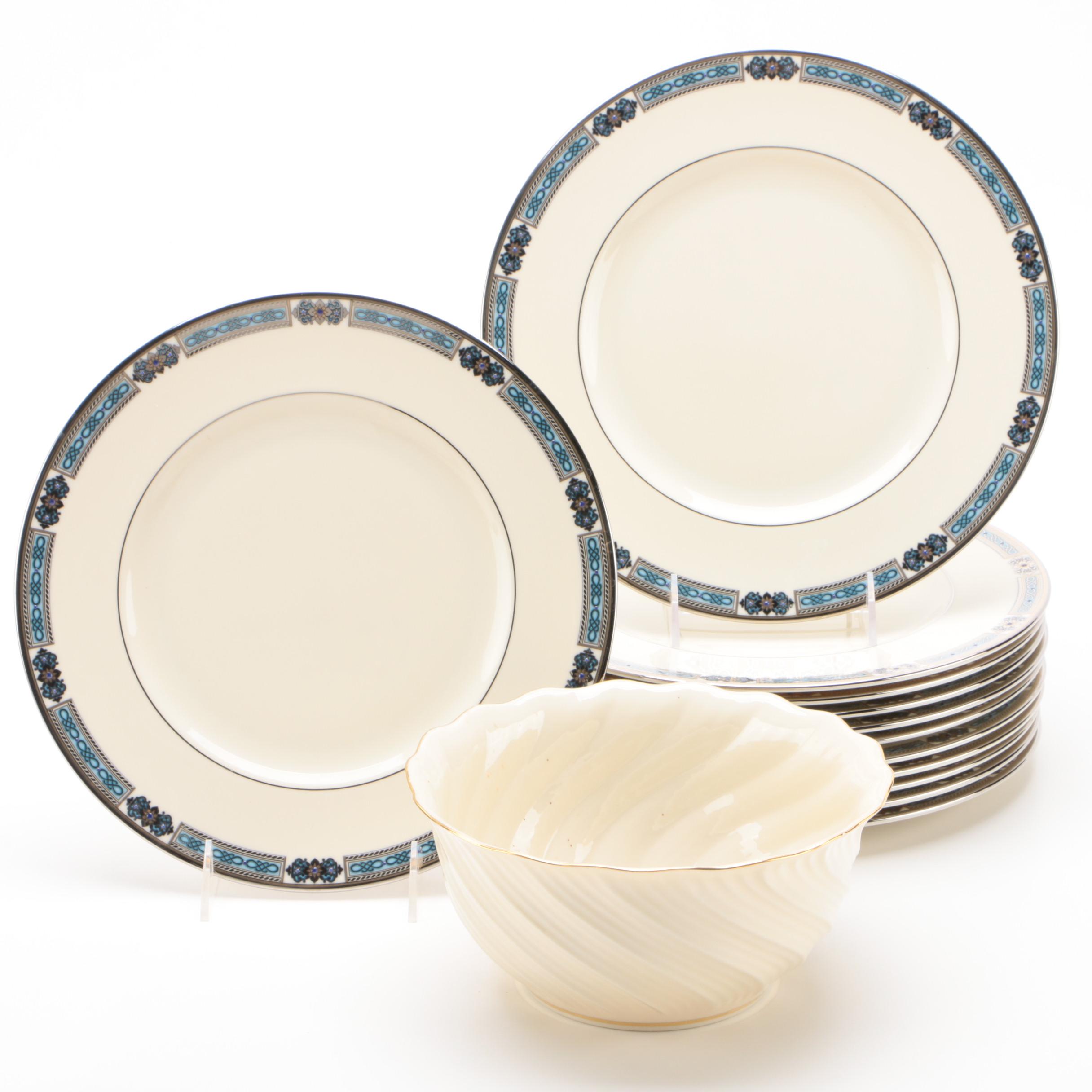 Lenox Ambassador Collection "Jewels Sapphire" Dinner Plates with Serving Bowl
