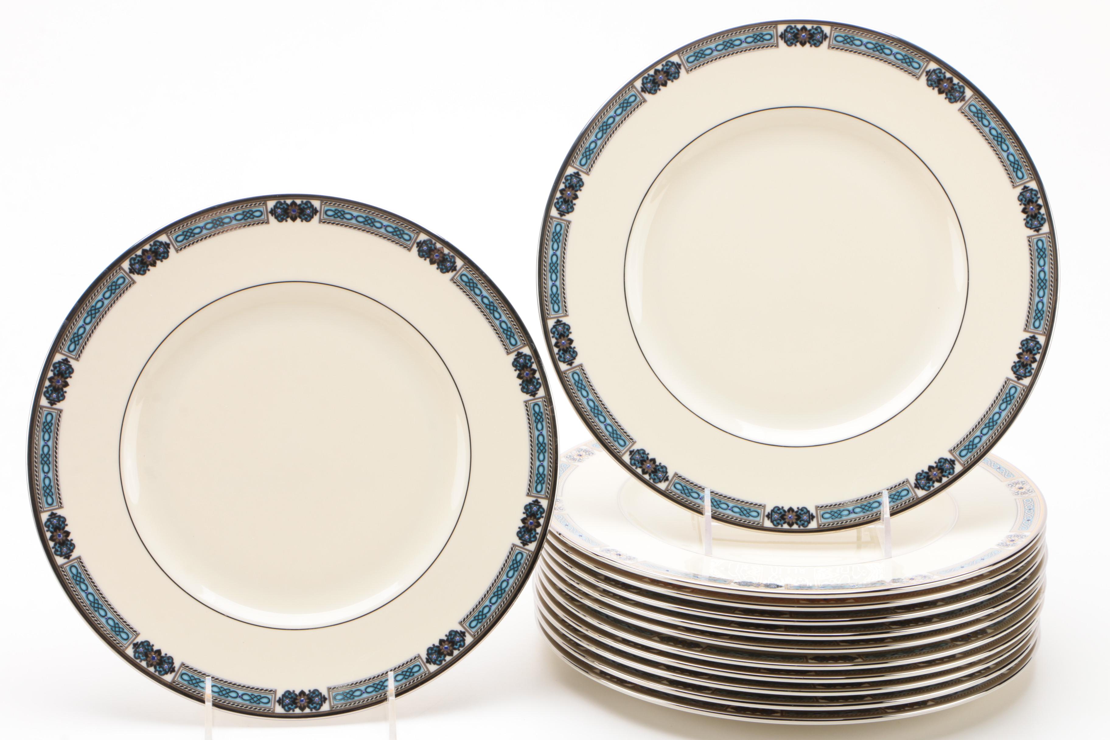 Lenox Ambassador Collection "Jewels Sapphire" Dinner Plates with Serving Bowl