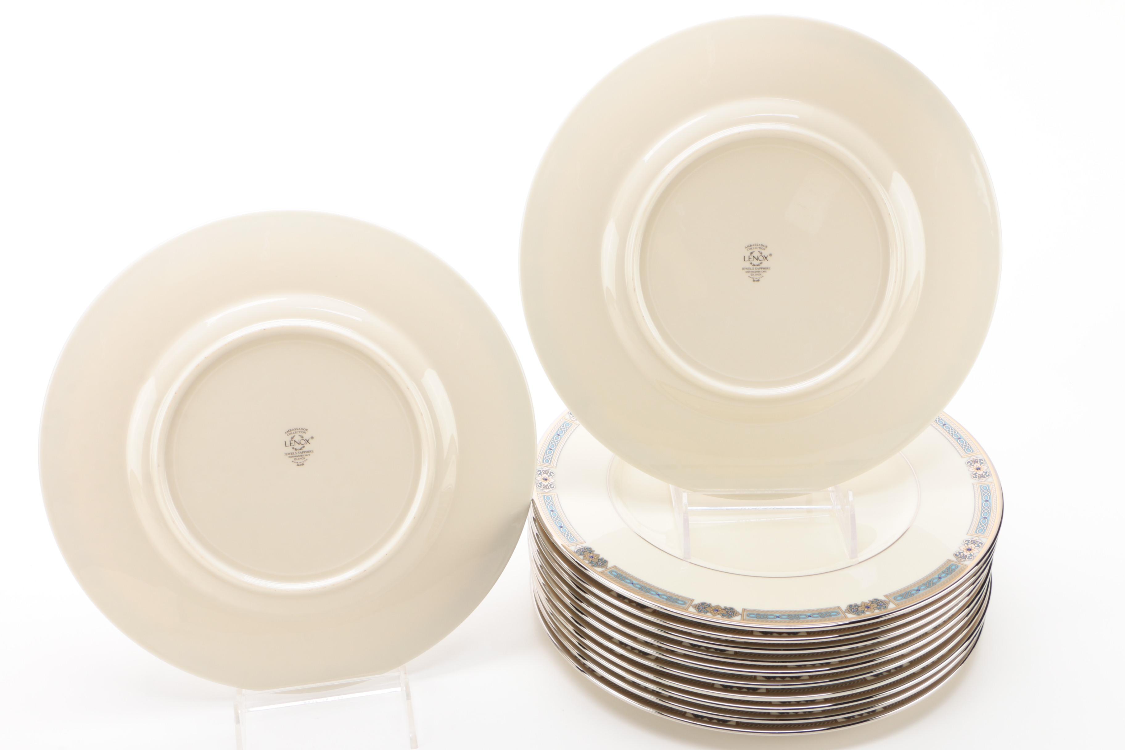 Lenox Ambassador Collection "Jewels Sapphire" Dinner Plates with Serving Bowl