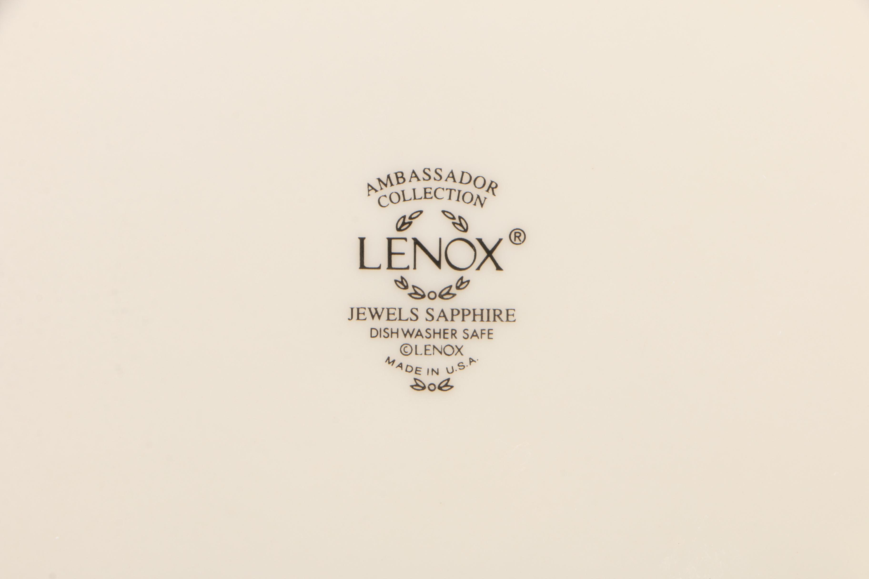 Lenox Ambassador Collection "Jewels Sapphire" Dinner Plates with Serving Bowl