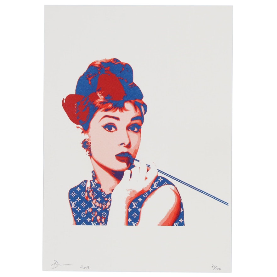 Death NYC Pop Art Graphic Print "Audrey Bow Drip Red Blue", 2019