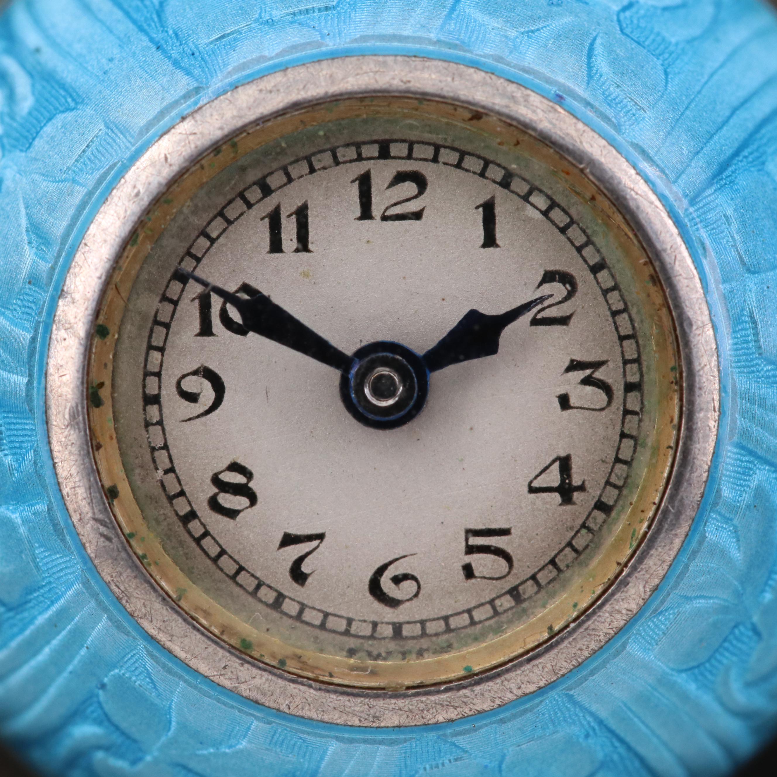 Vintage Swiss Sterling Silver and Enamel Pendant Watch