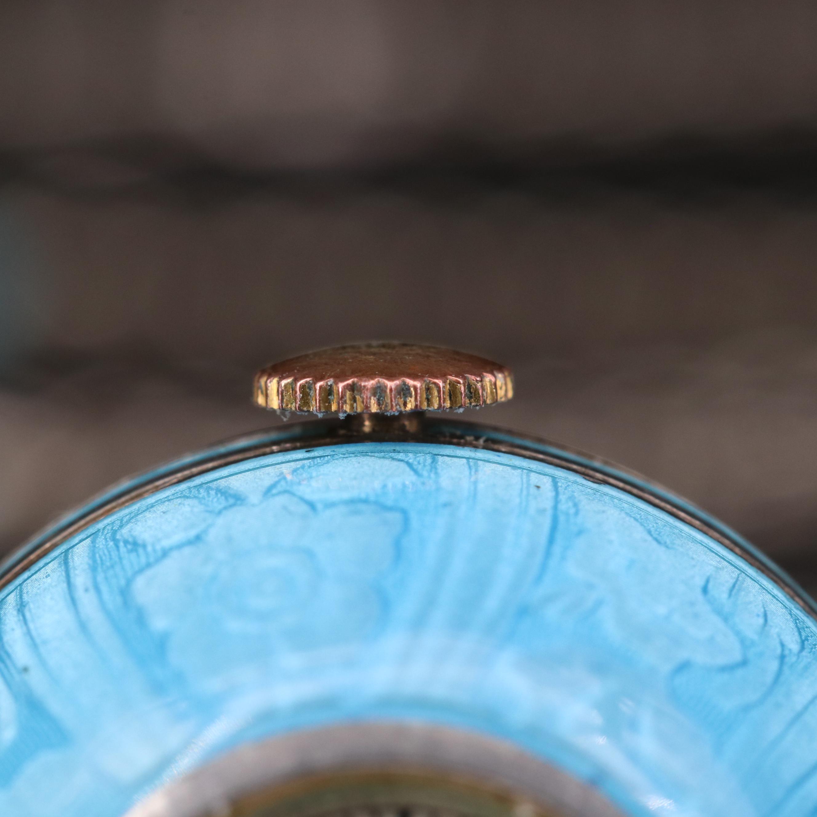 Vintage Swiss Sterling Silver and Enamel Pendant Watch