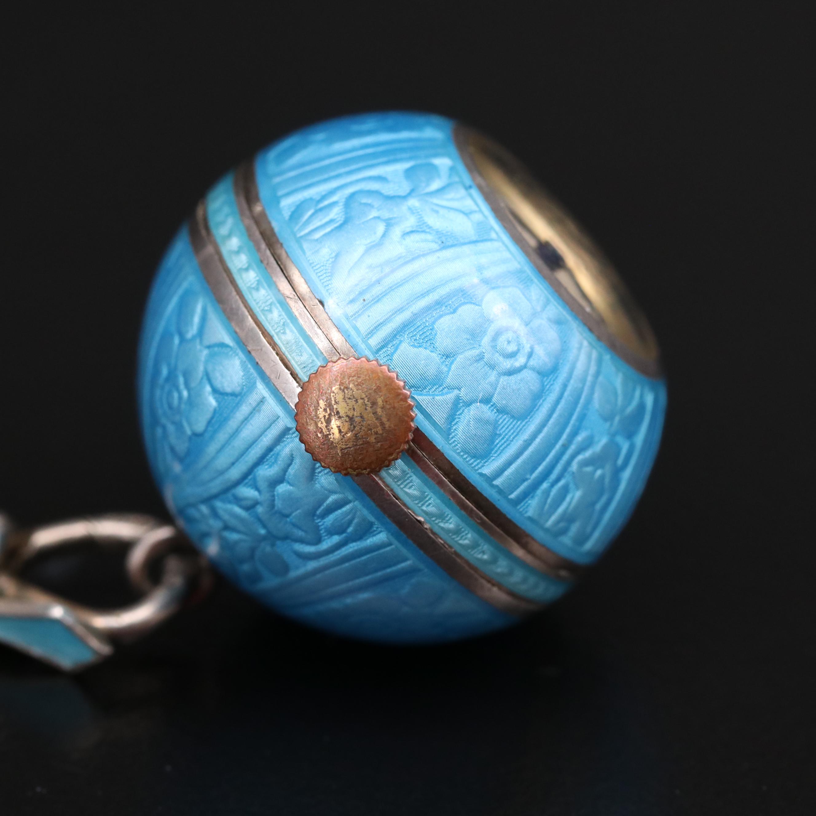 Vintage Swiss Sterling Silver and Enamel Pendant Watch