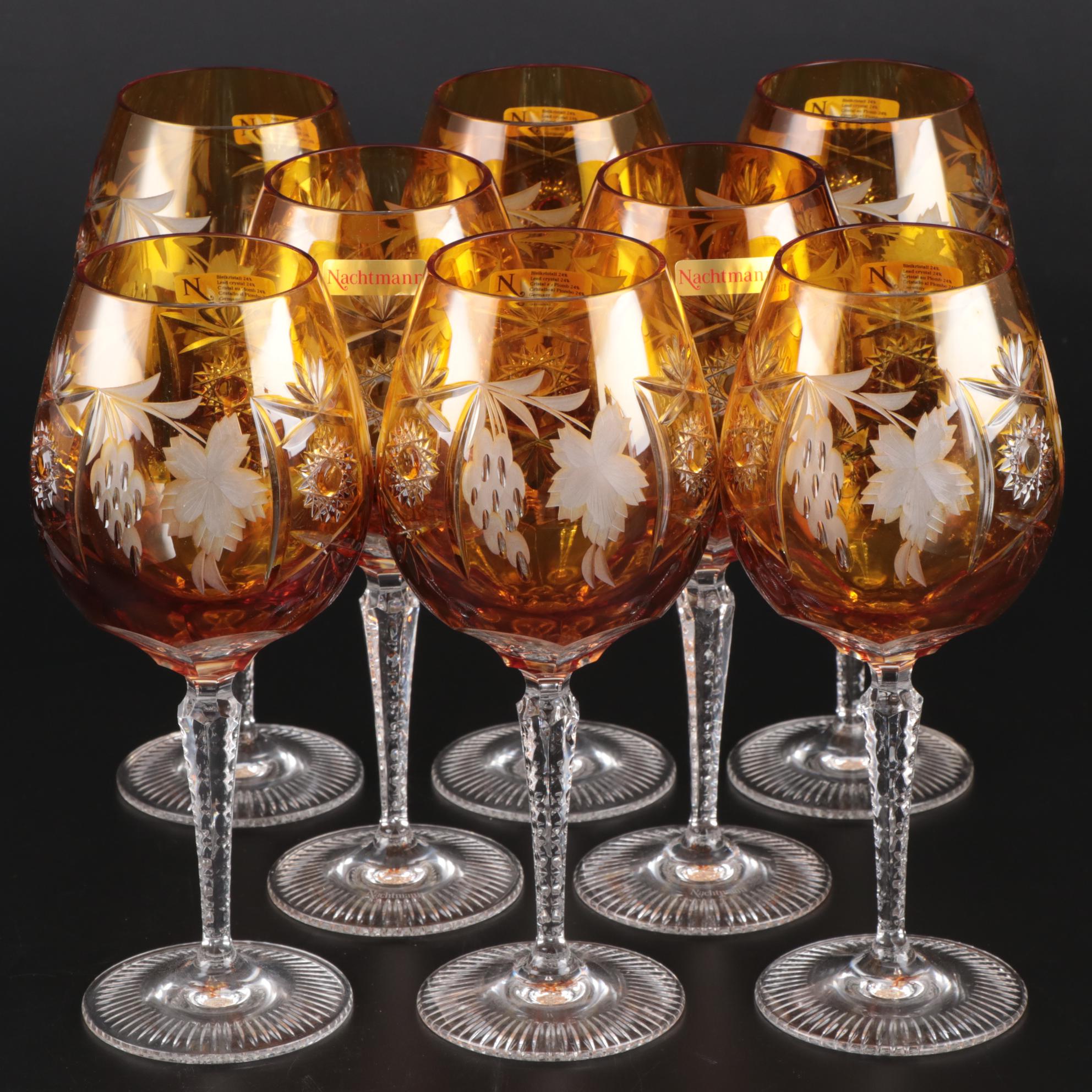 Nachtmann "Traube" Crystal Burgundy Wine Glasses, Mid to Late 20th Century