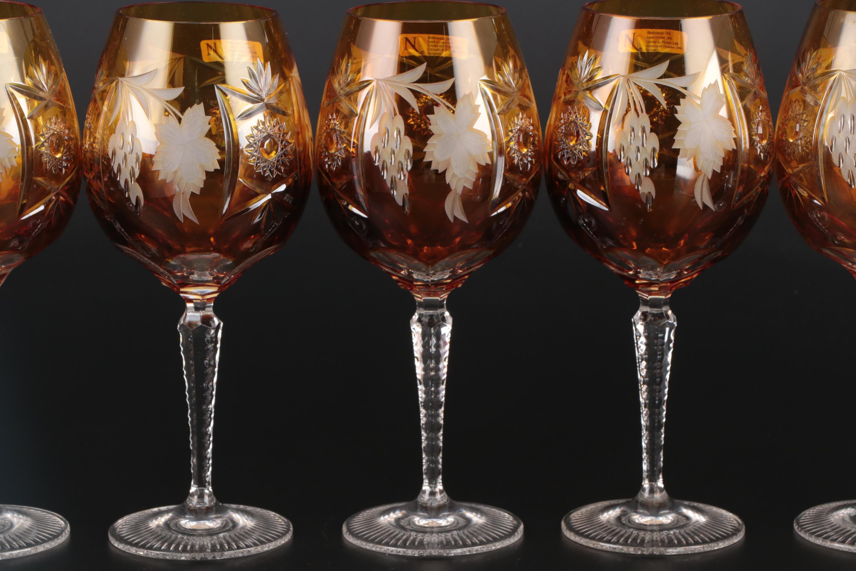 Nachtmann "Traube" Crystal Burgundy Wine Glasses, Mid to Late 20th Century