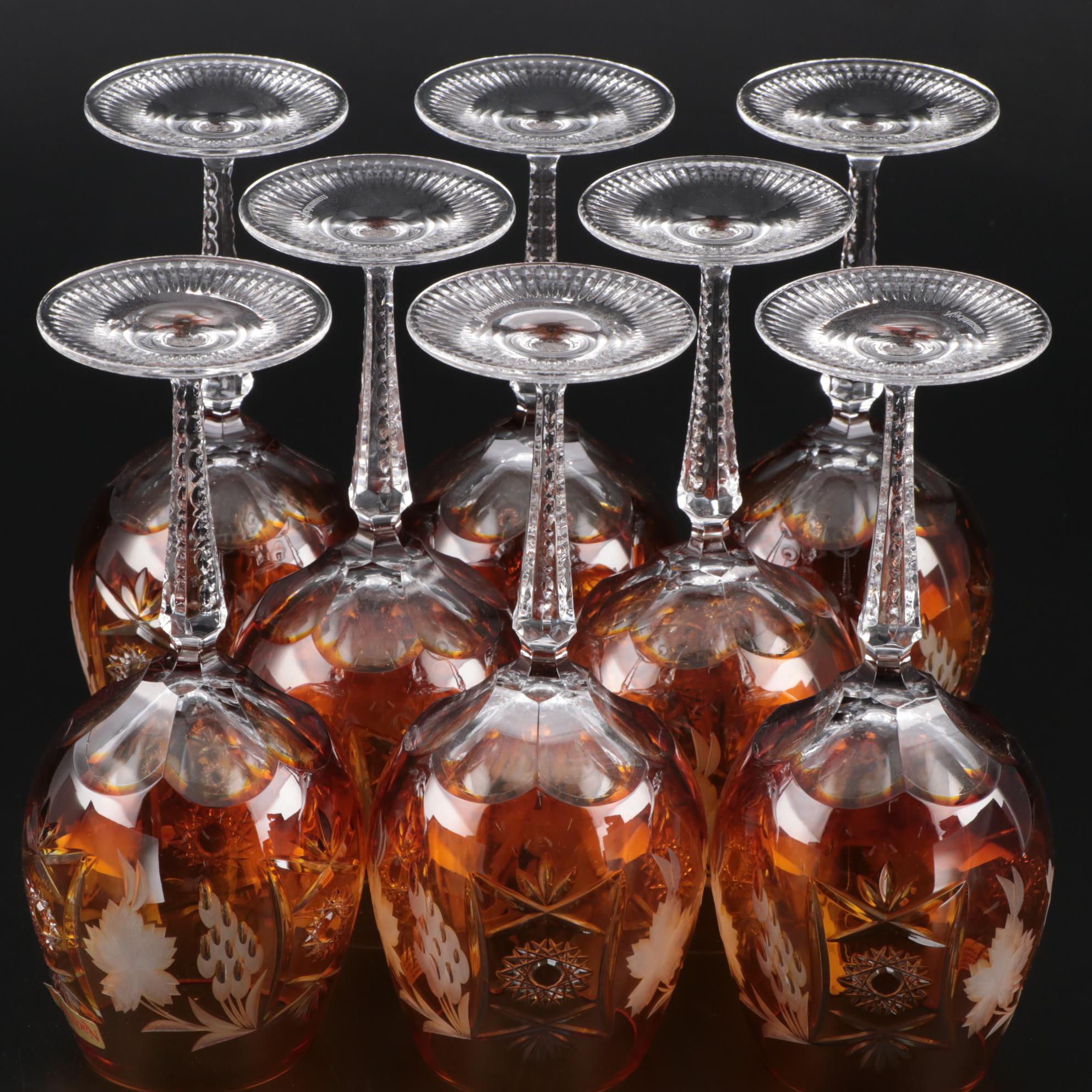 Nachtmann "Traube" Crystal Burgundy Wine Glasses, Mid to Late 20th Century