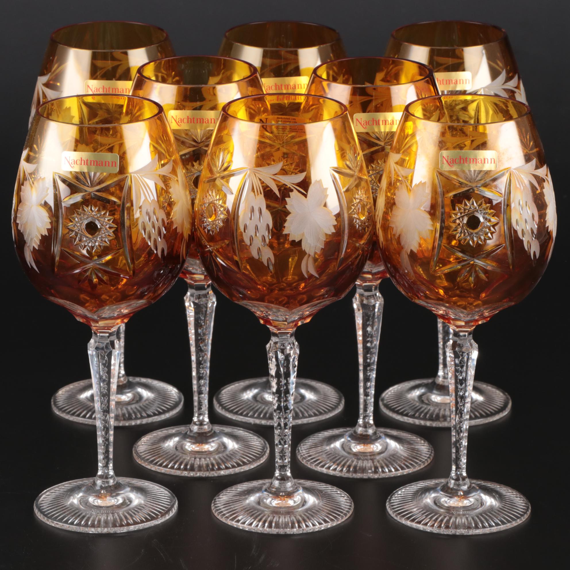 Nachtmann "Traube" Crystal Burgundy Wine Glasses, Mid to Late 20th Century